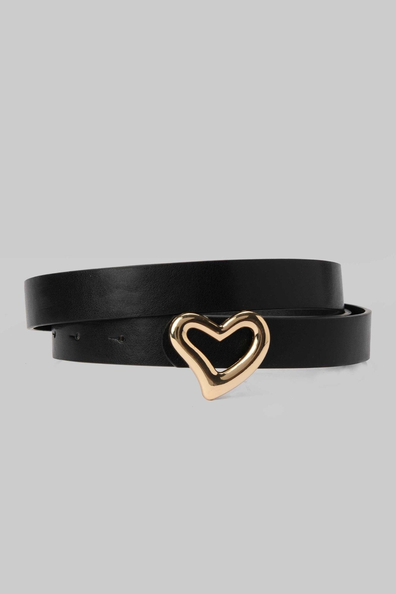 Belt | Black Heart-Shaped Gold Buckle Mom-Fit CZBELT - Cizaro Jeans