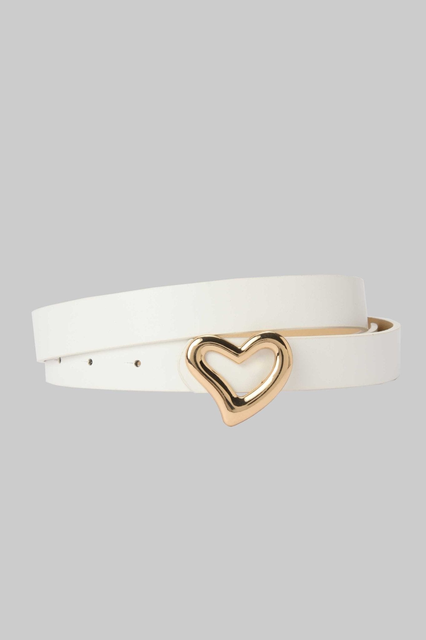 Belt | White Heart-Shaped Gold Buckle Belt CZBELT - Cizaro Jeans