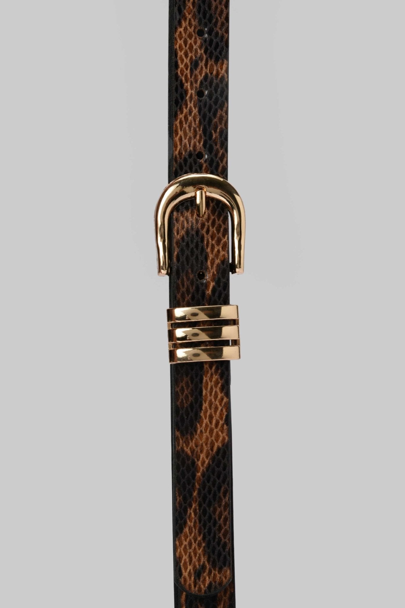 Belt | Leopard Print with Gold Triple Loop Buckle Belt CZBELT - Cizaro Jeans