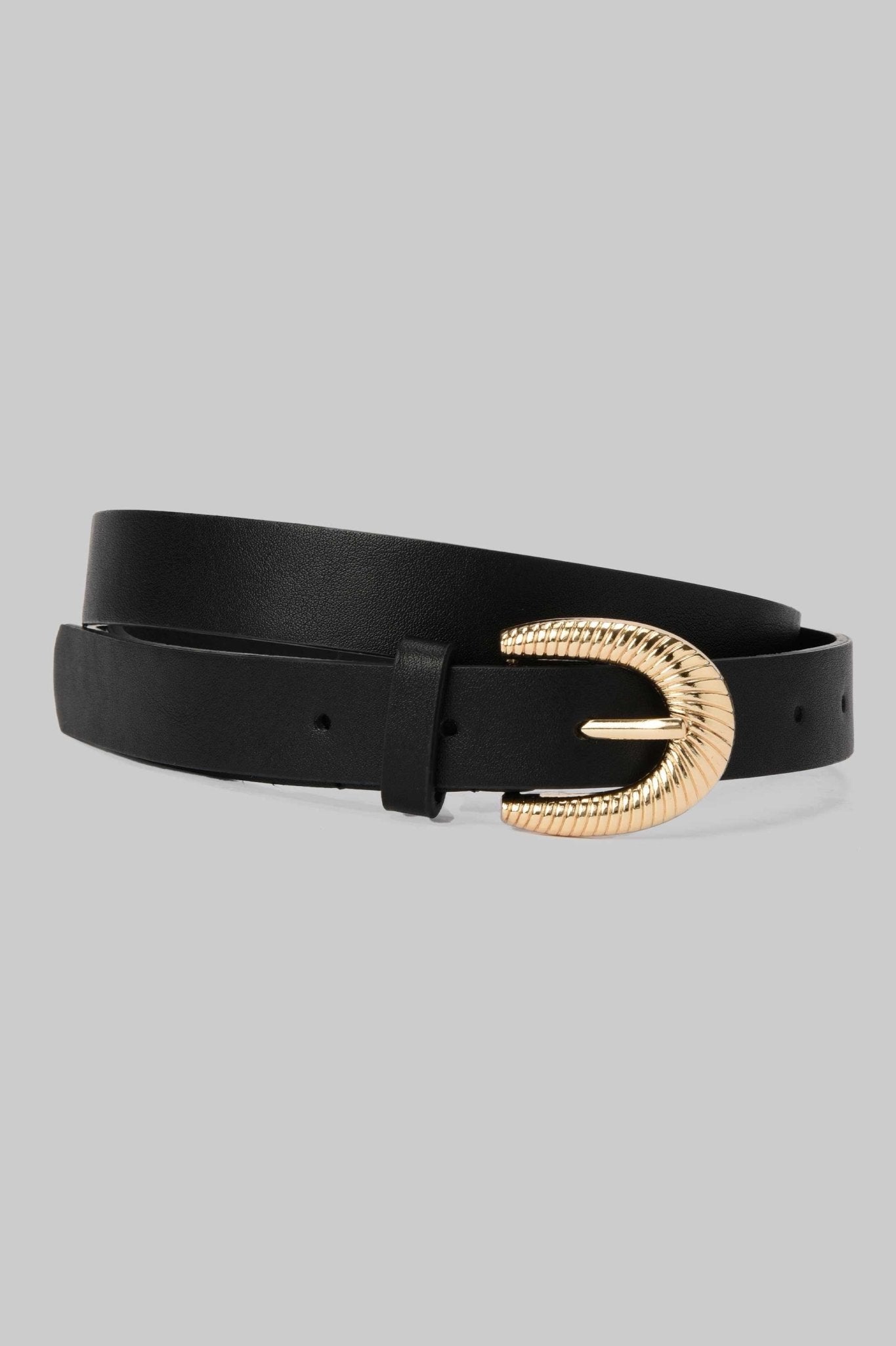 Belt | Black with Textured Gold Buckle Mom-Fit CZBELT - Cizaro Jeans