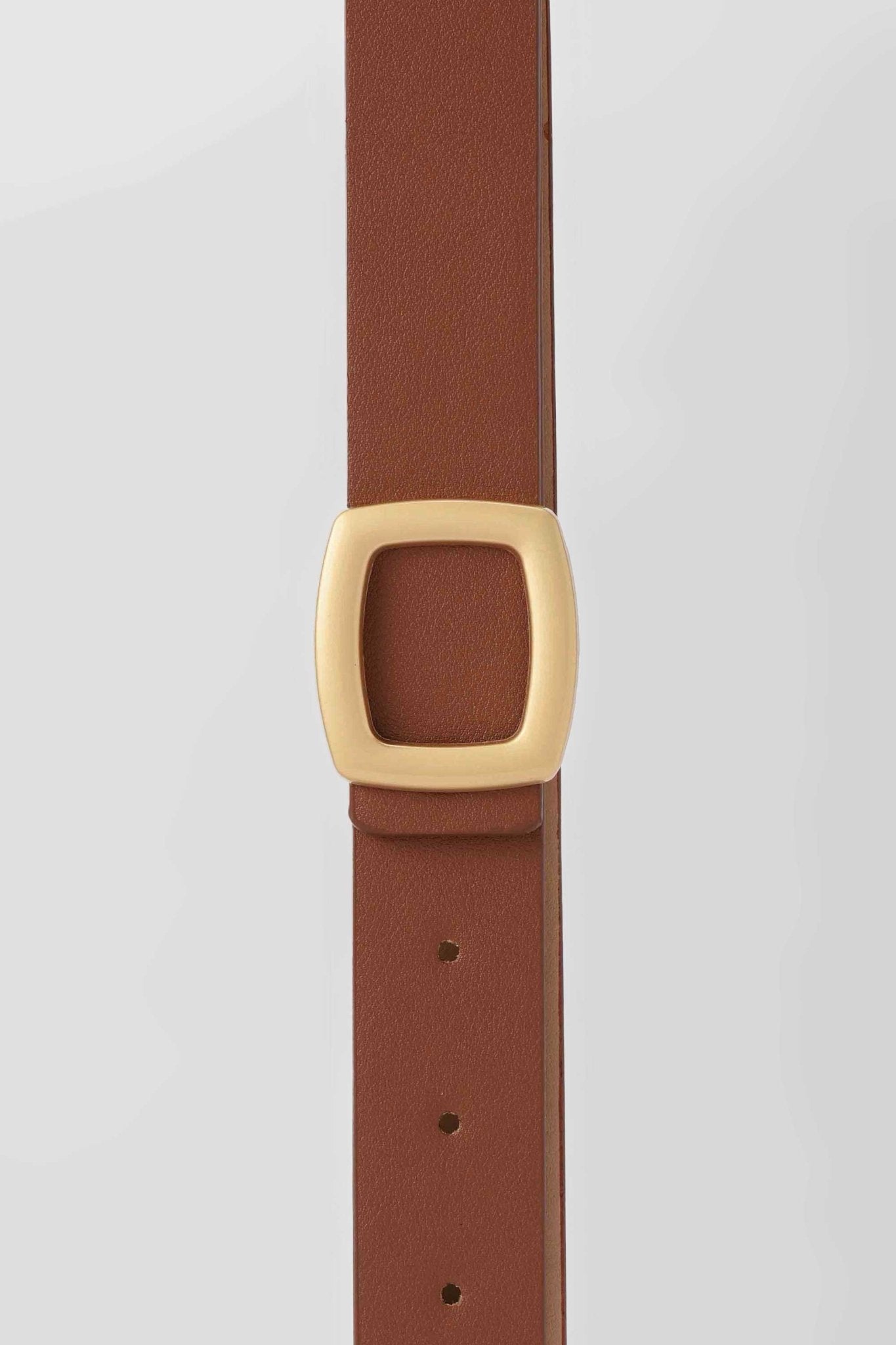 Belt | Tan Faux Leather with Matte Gold Square Buckle BELT CZBELT - Cizaro Jeans