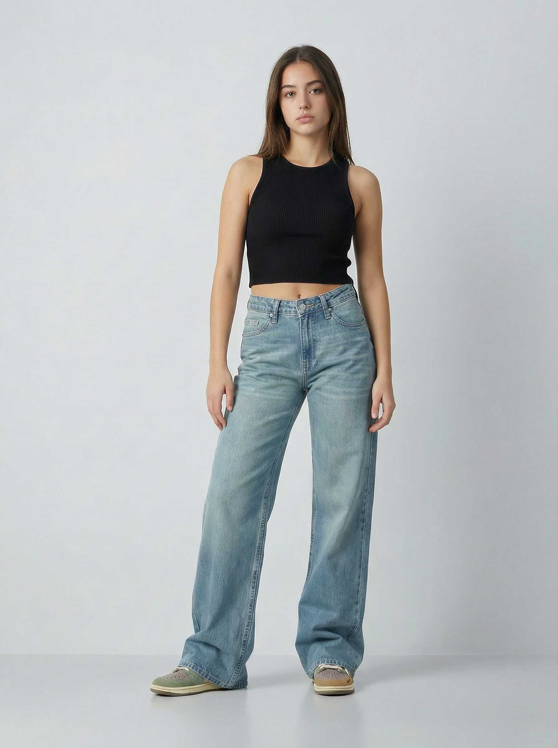 Ultra Comfort Baggy – Mid-Rise Light Vintage Blue Jeans baggy CIZARO - Cizaro Jeans