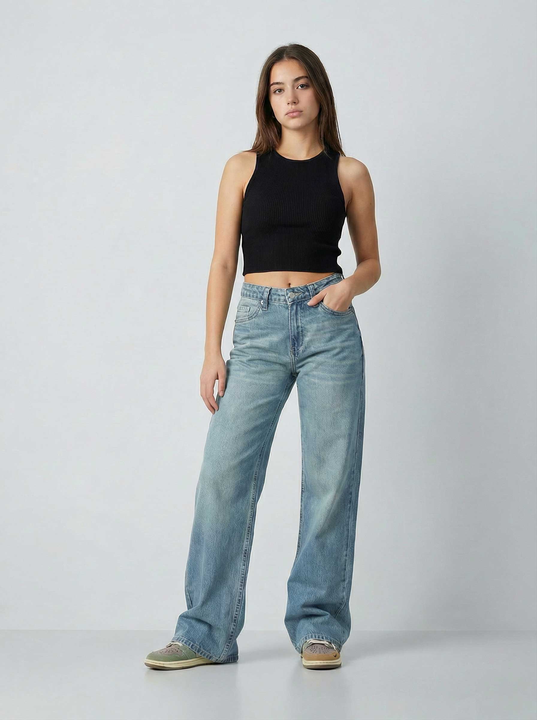 Ultra Comfort Baggy – Mid-Rise Light Vintage Blue Jeans baggy CIZARO - Cizaro Jeans