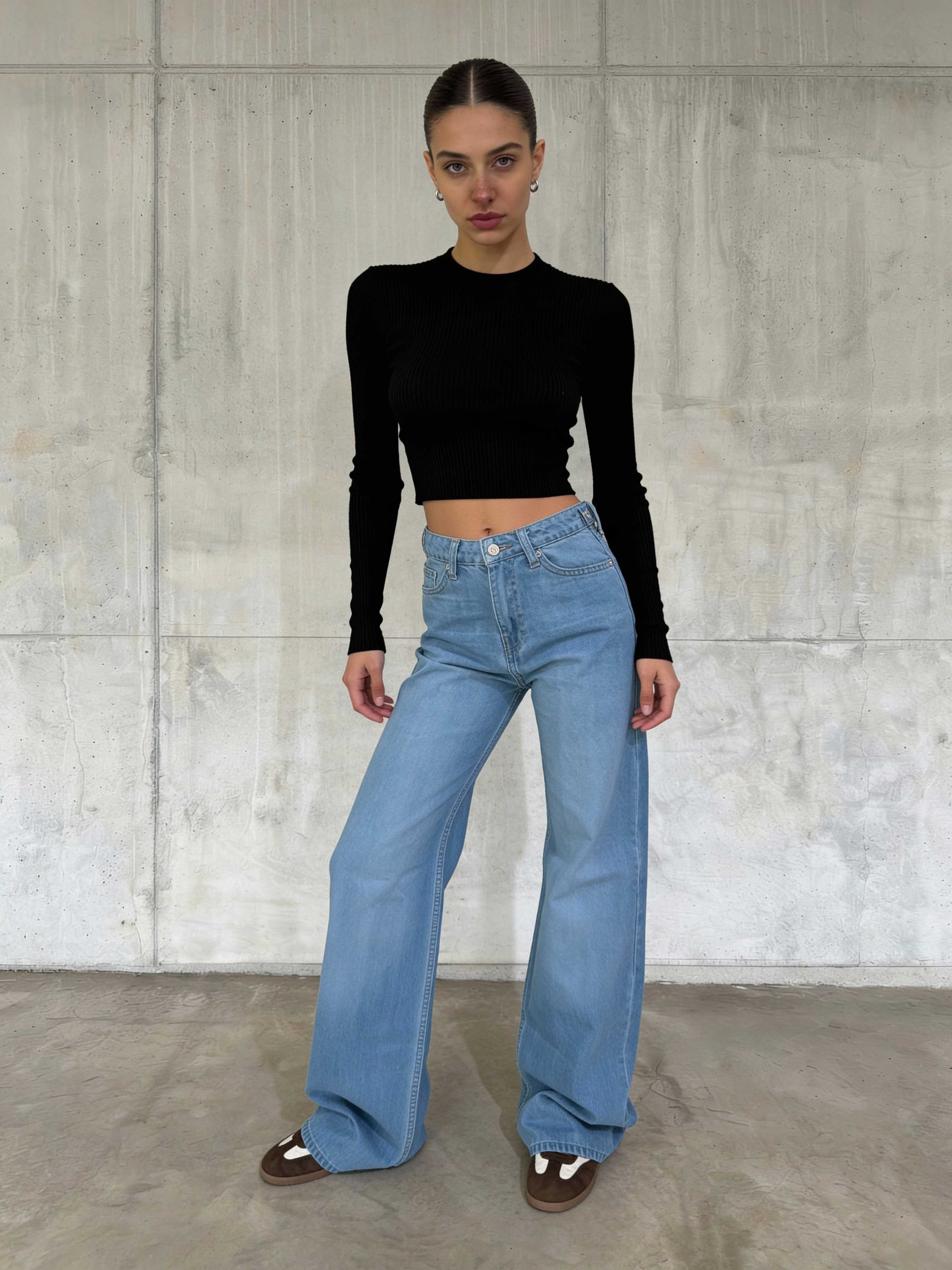 Straight – Mid-Rise Powder Blue Jeans straight CIZARO - Cizaro Jeans