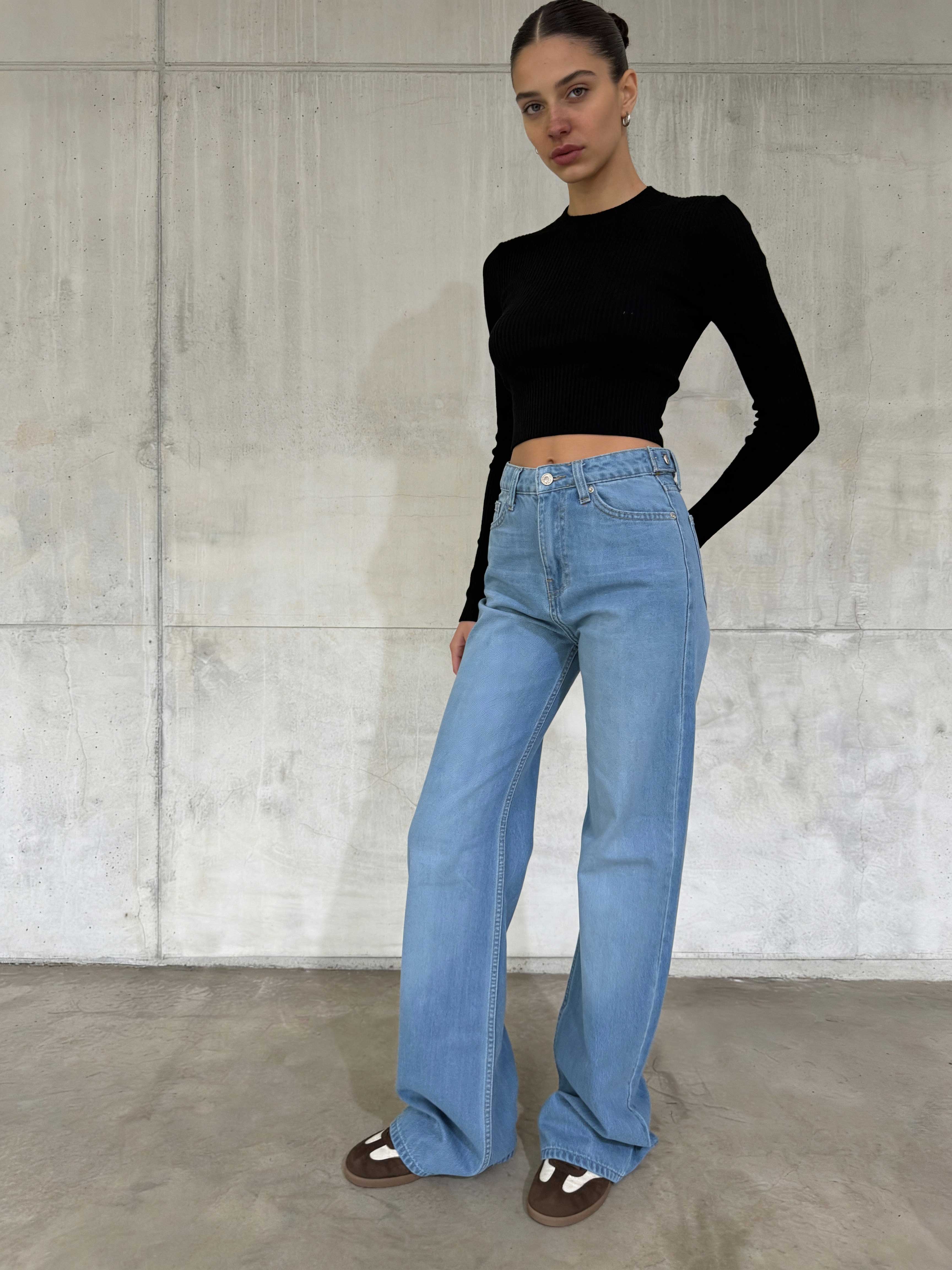 Straight – Mid-Rise Powder Blue Jeans Straight CIZARO - Cizaro Jeans