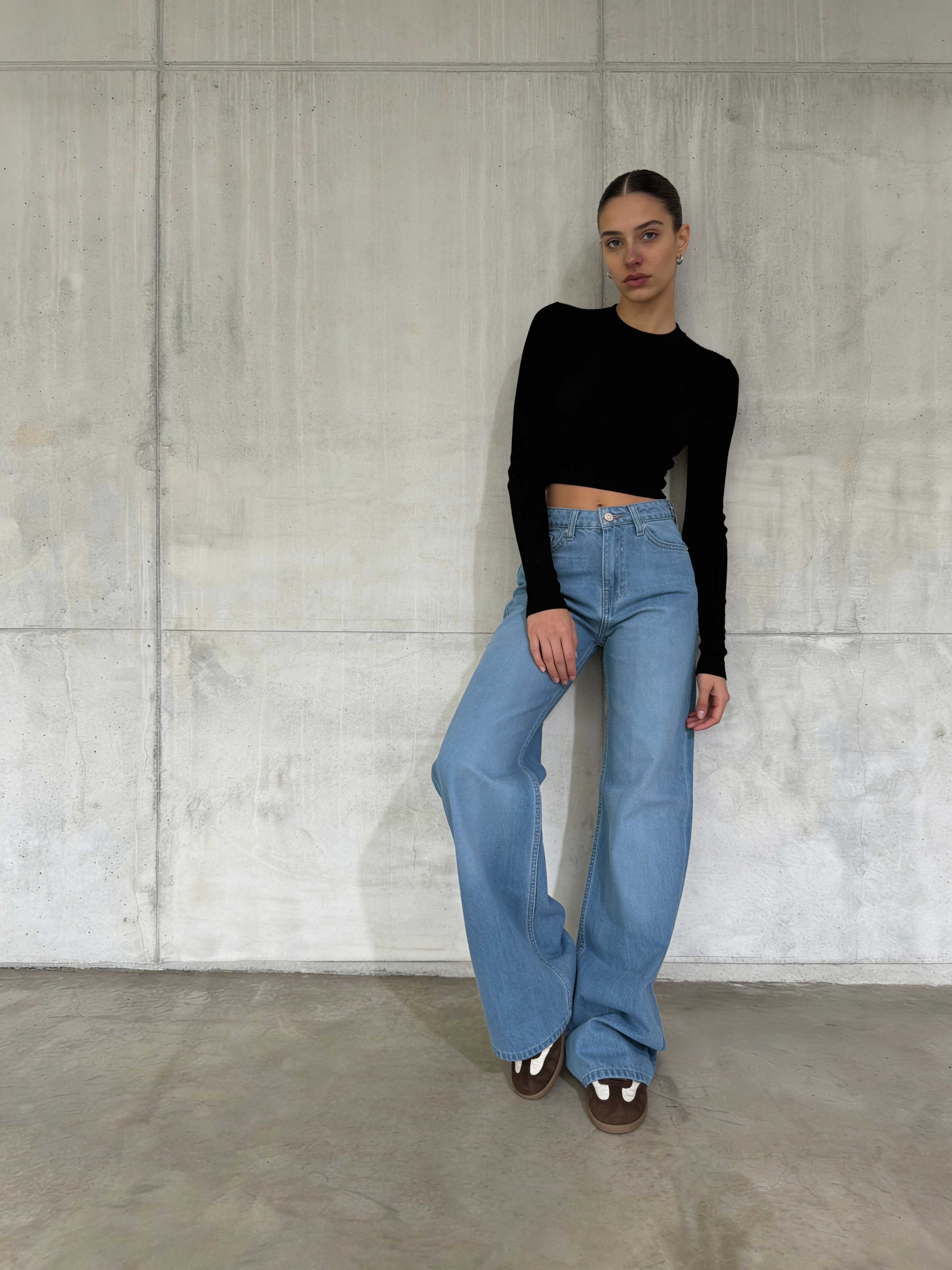 Straight – Mid-Rise Powder Blue Jeans Straight CIZARO - Cizaro Jeans