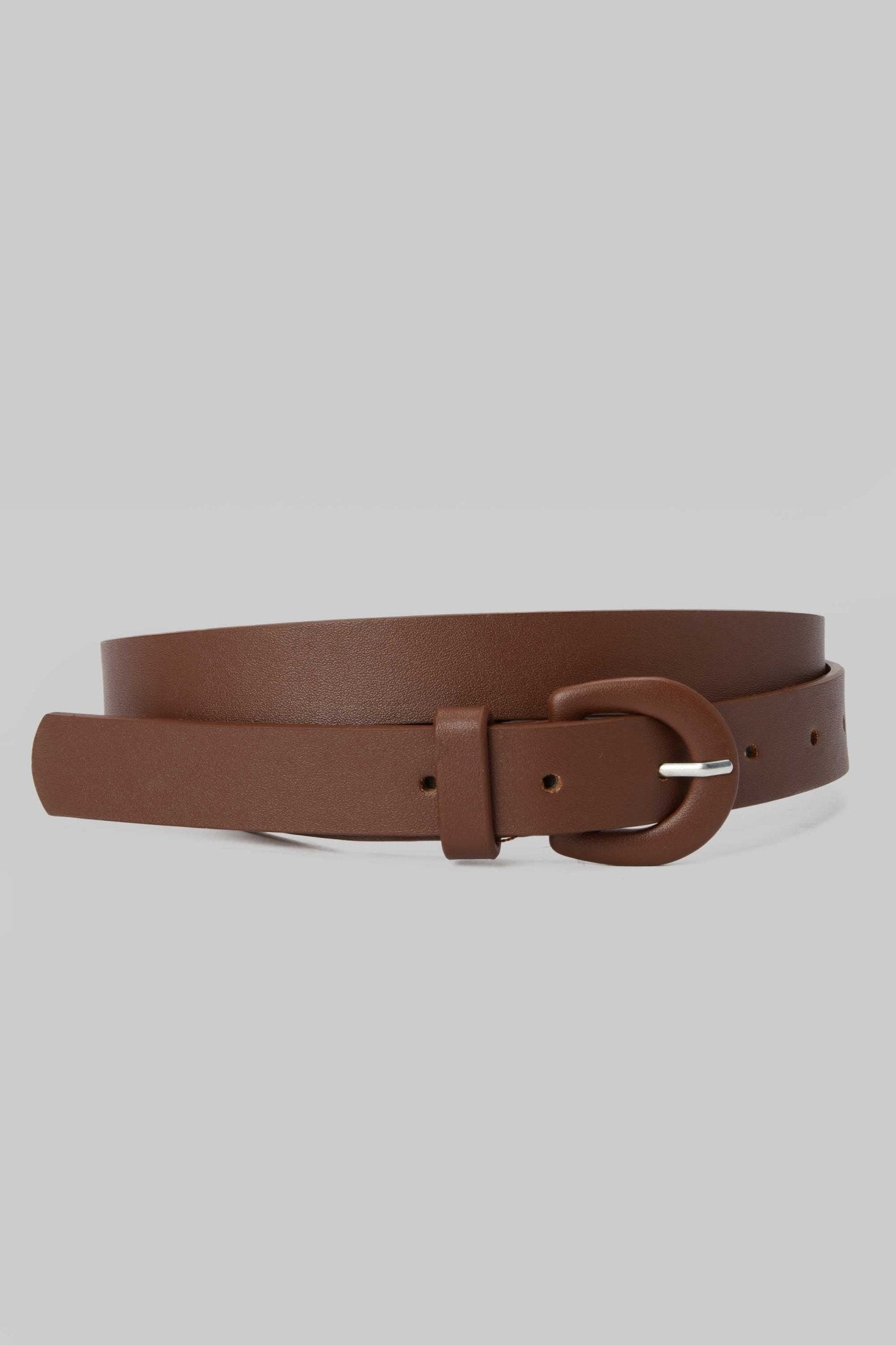 Belt | Brown Thick Minimal Round-Buckle Belt BELT CZBELT - Cizaro Jeans