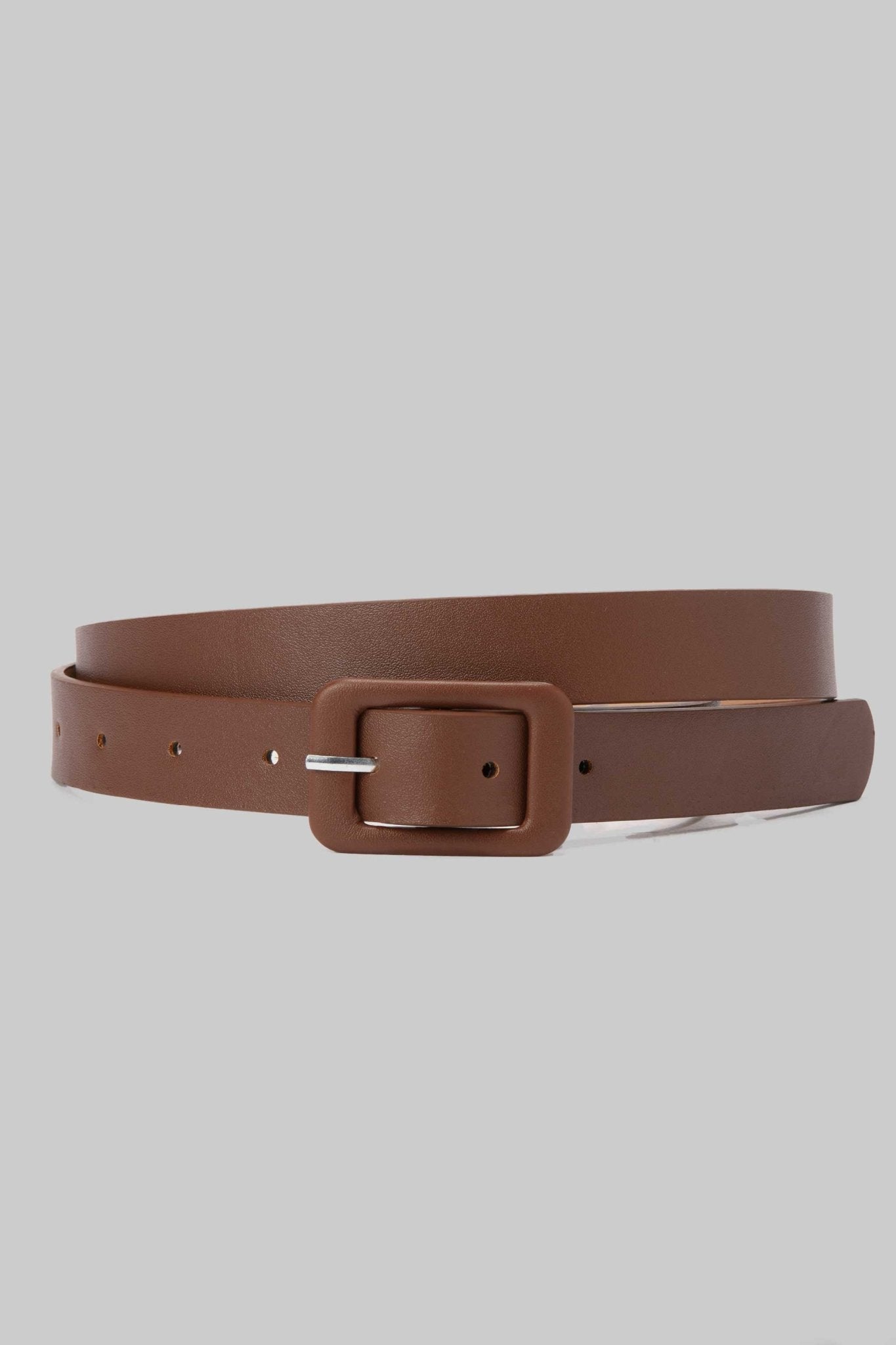 Belt | Brown Faux Leather with Covered Square Buckle BELT CZBELT - Cizaro Jeans