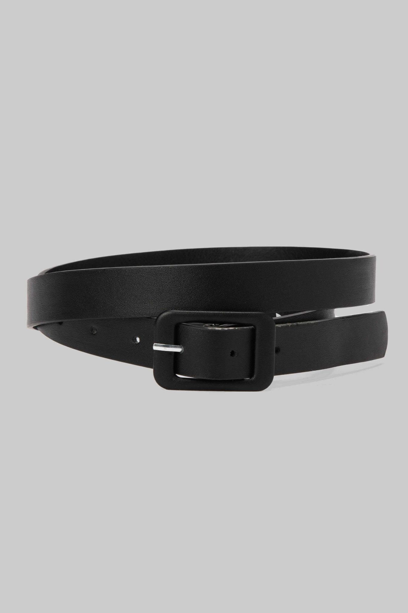Belt | Black Faux Leather with Covered Square Buckle BELT CZBELT - Cizaro Jeans