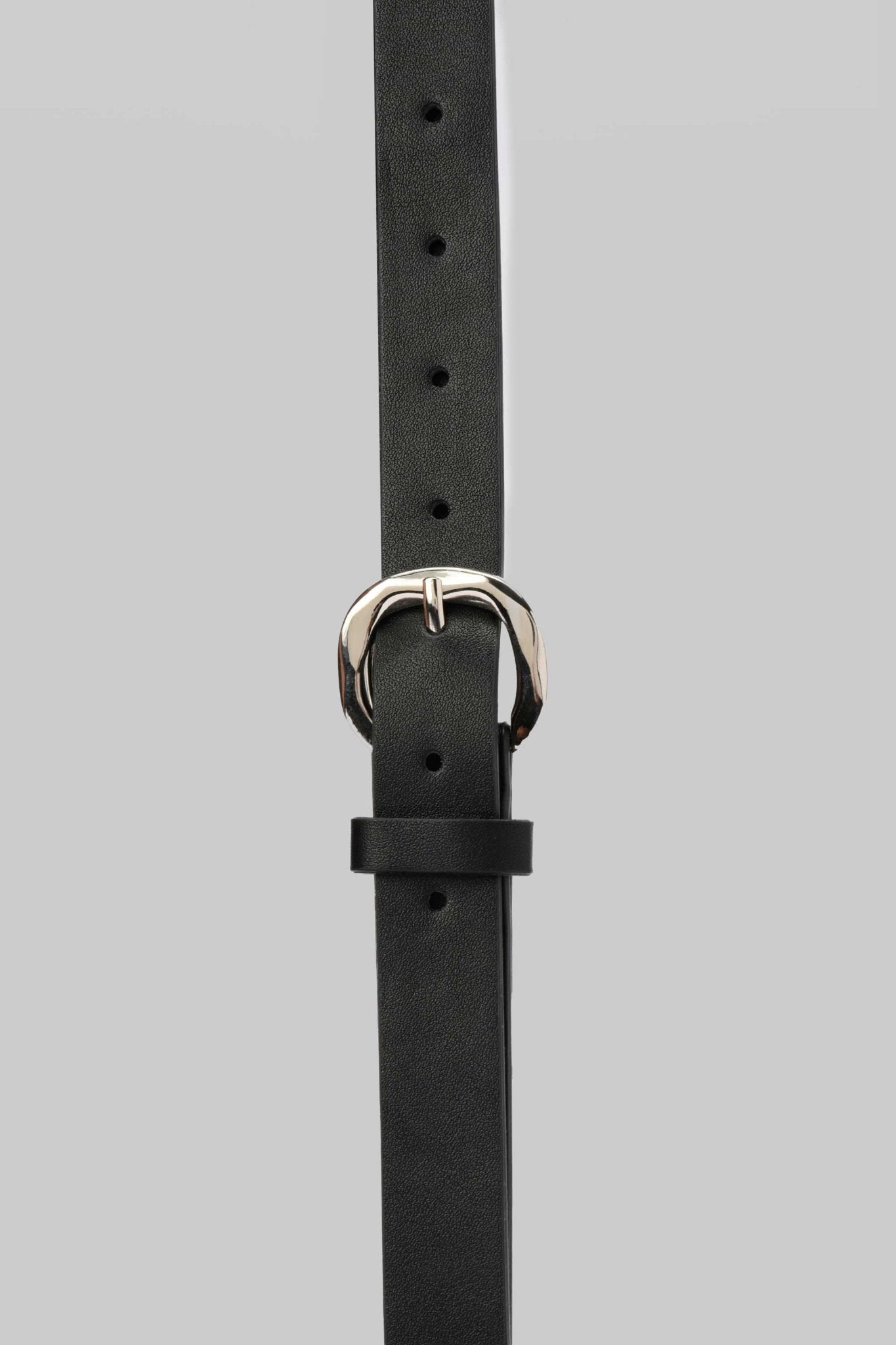 Belt | Black Faux Leather with Silver Rounded Buckle Belt CZBELT - Cizaro Jeans