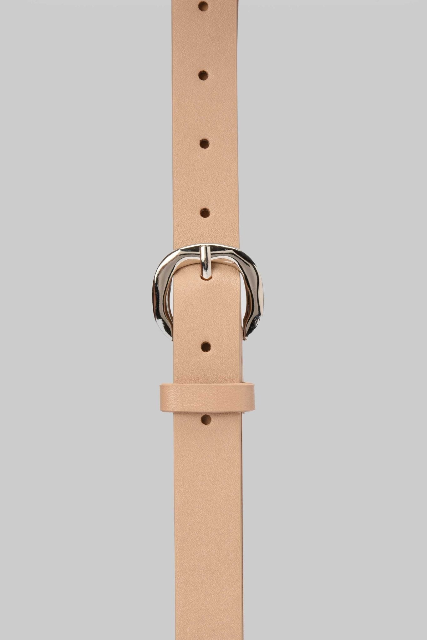 Belt | Beige Faux Leather with Silver Rounded Buckle BELT CZBELT - Cizaro Jeans