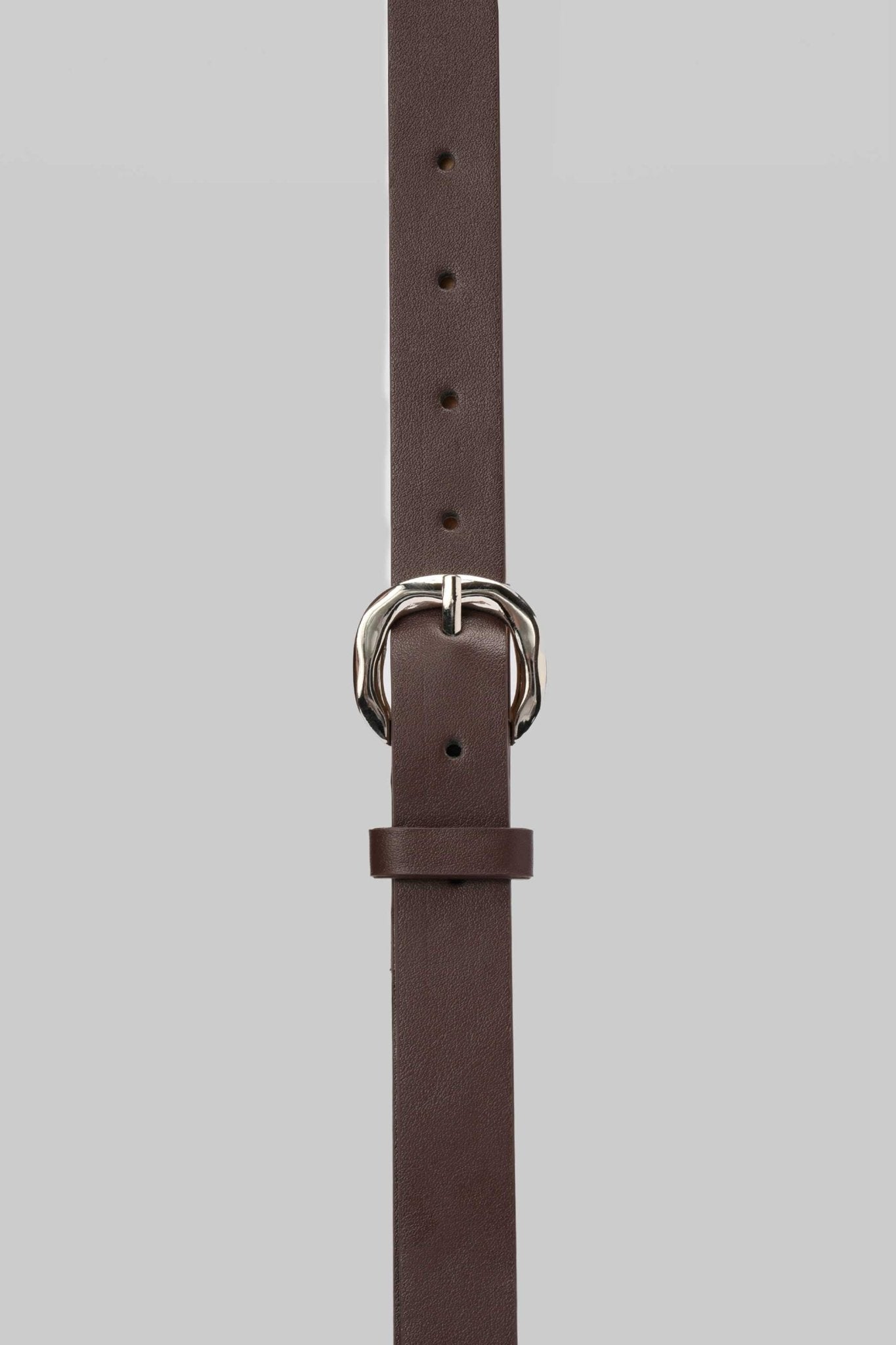 Belt | Brown Faux Leather with Silver Rounded Buckle Belt CZBELT - Cizaro Jeans
