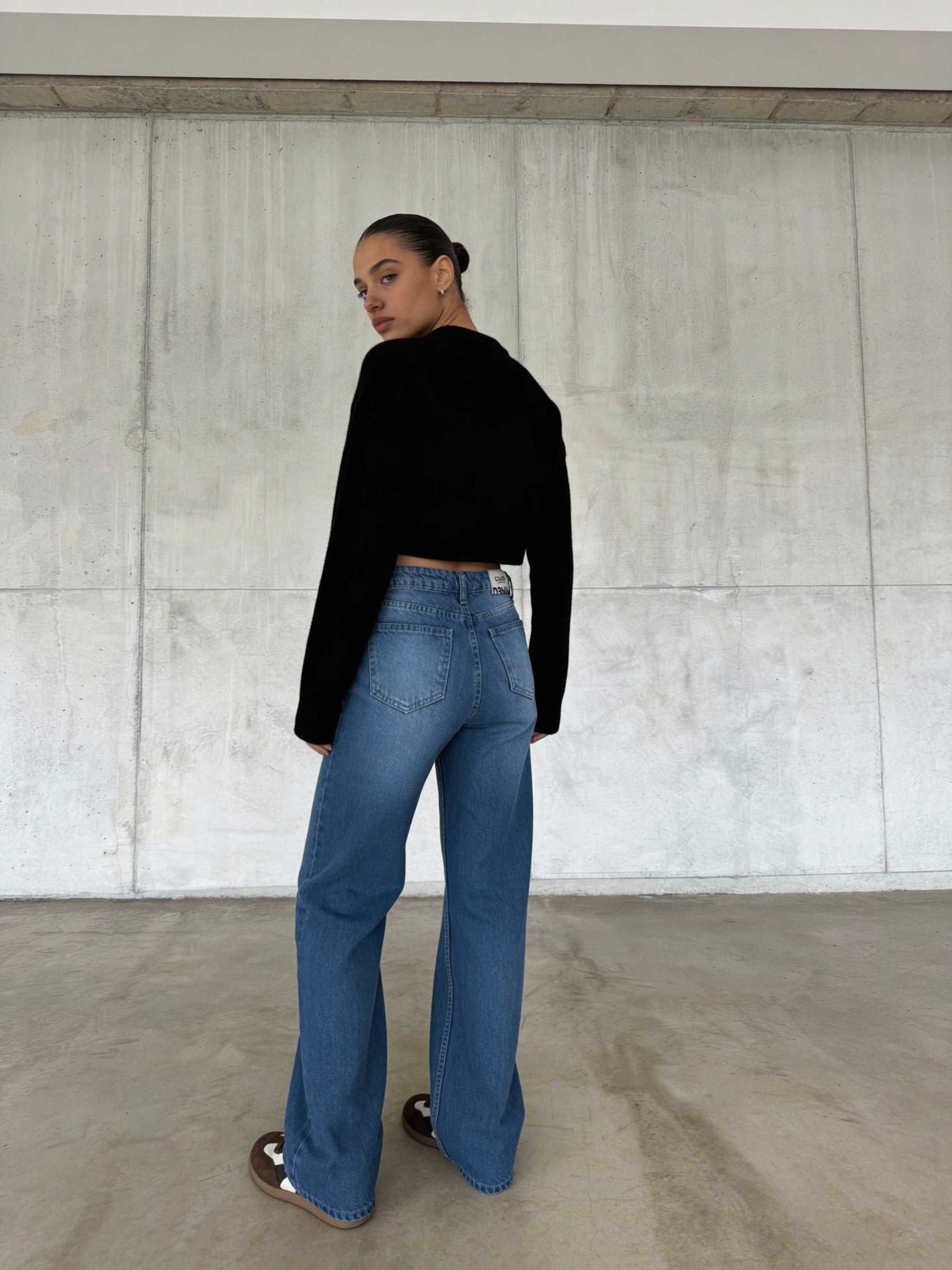 Wide Leg – High-Waist Mid Blue Jeans wide legg CIZARO - Cizaro Jeans