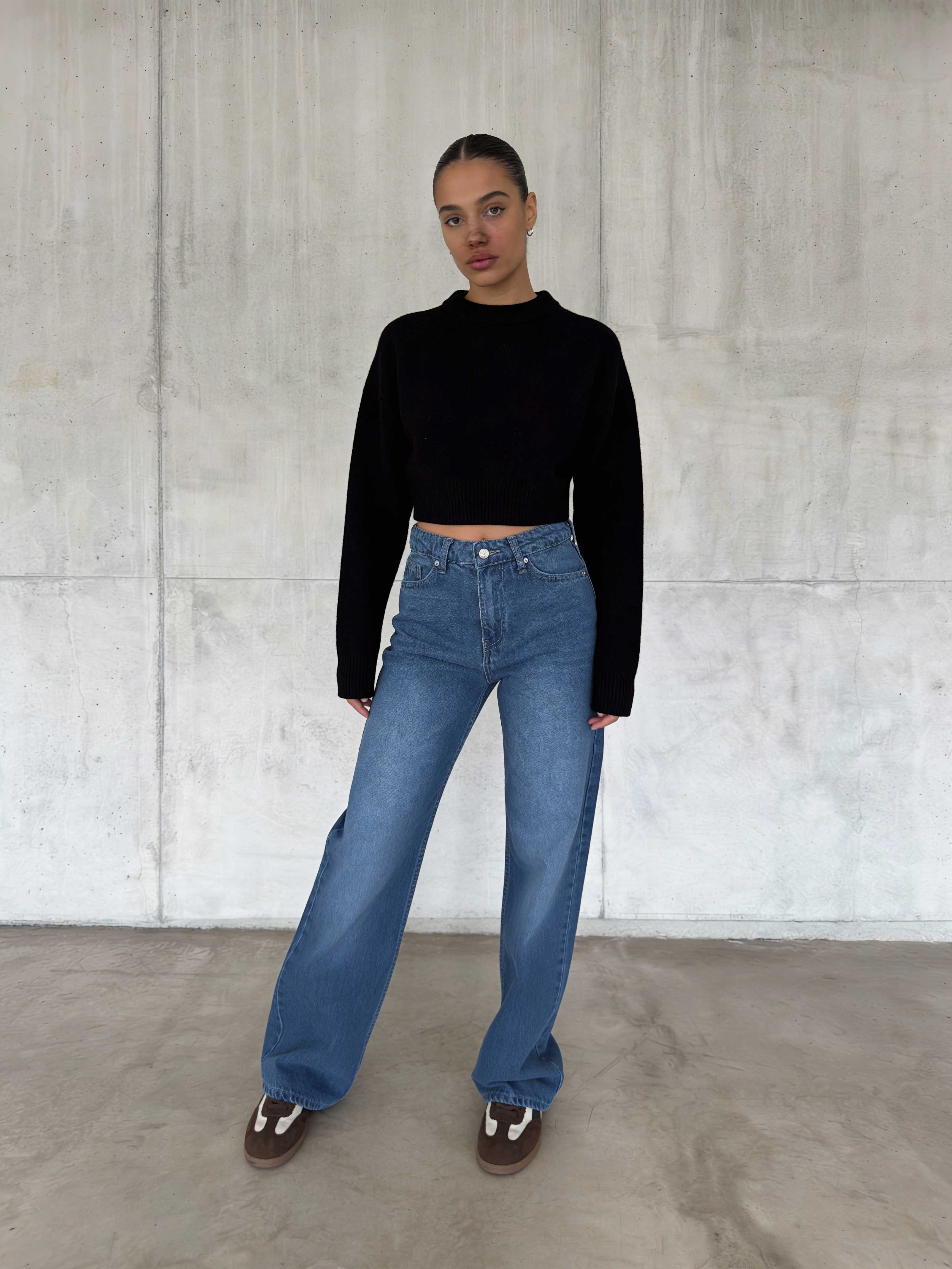 Wide Leg – High-Waist Mid Blue Jeans