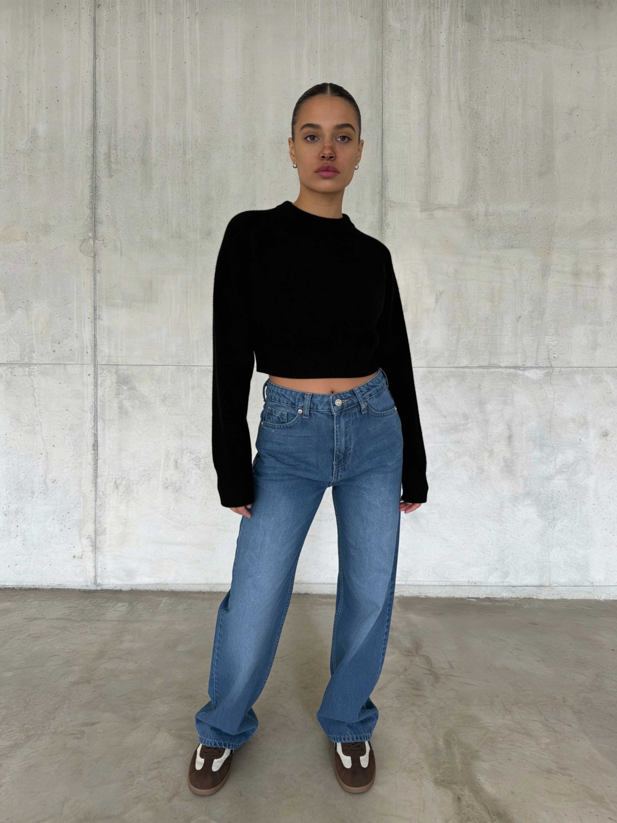 Wide Leg – High-Waist Mid Blue Jeans wide legg CIZARO - Cizaro Jeans