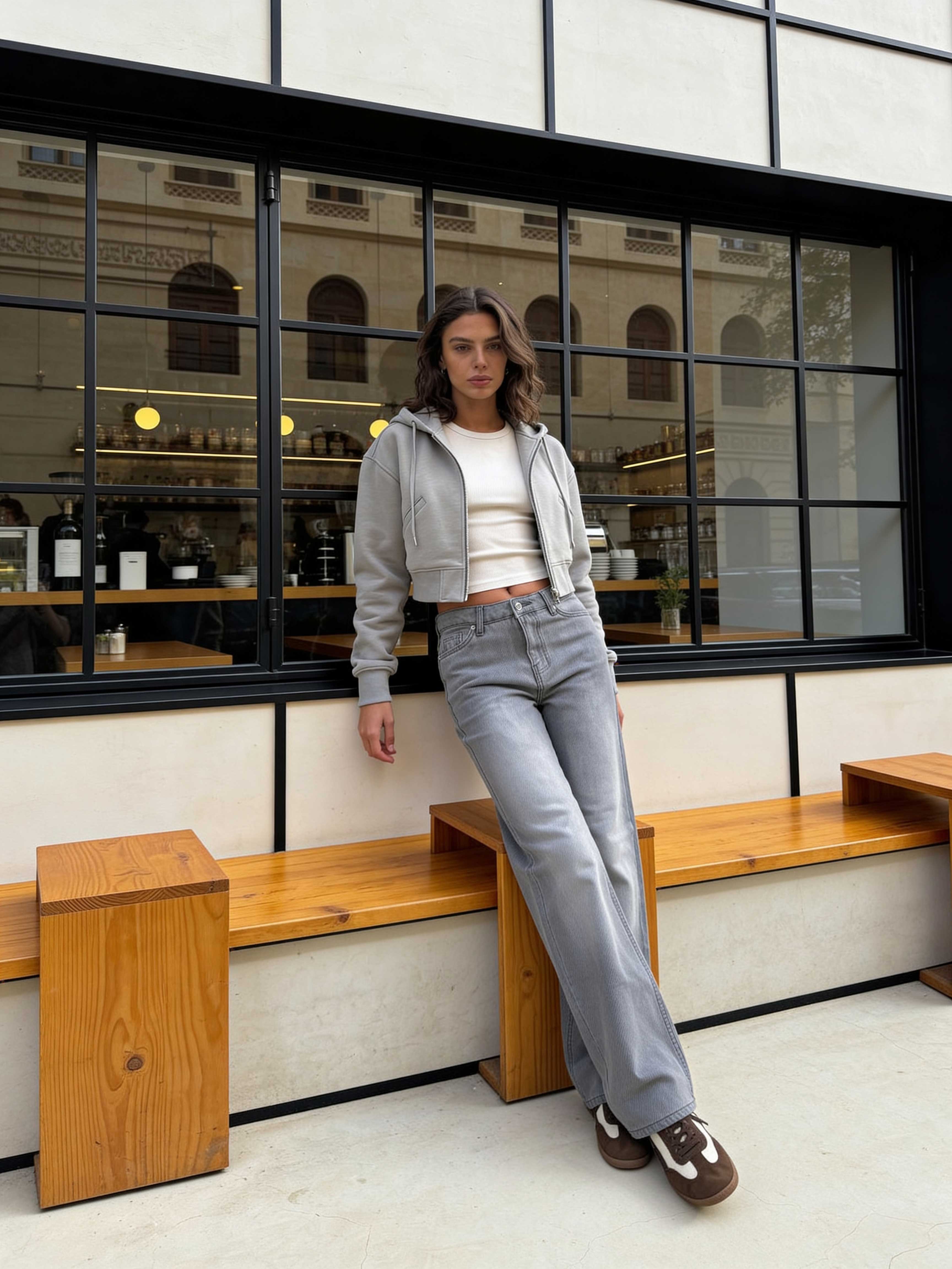 Straight High-Waist Light Grey Jeans