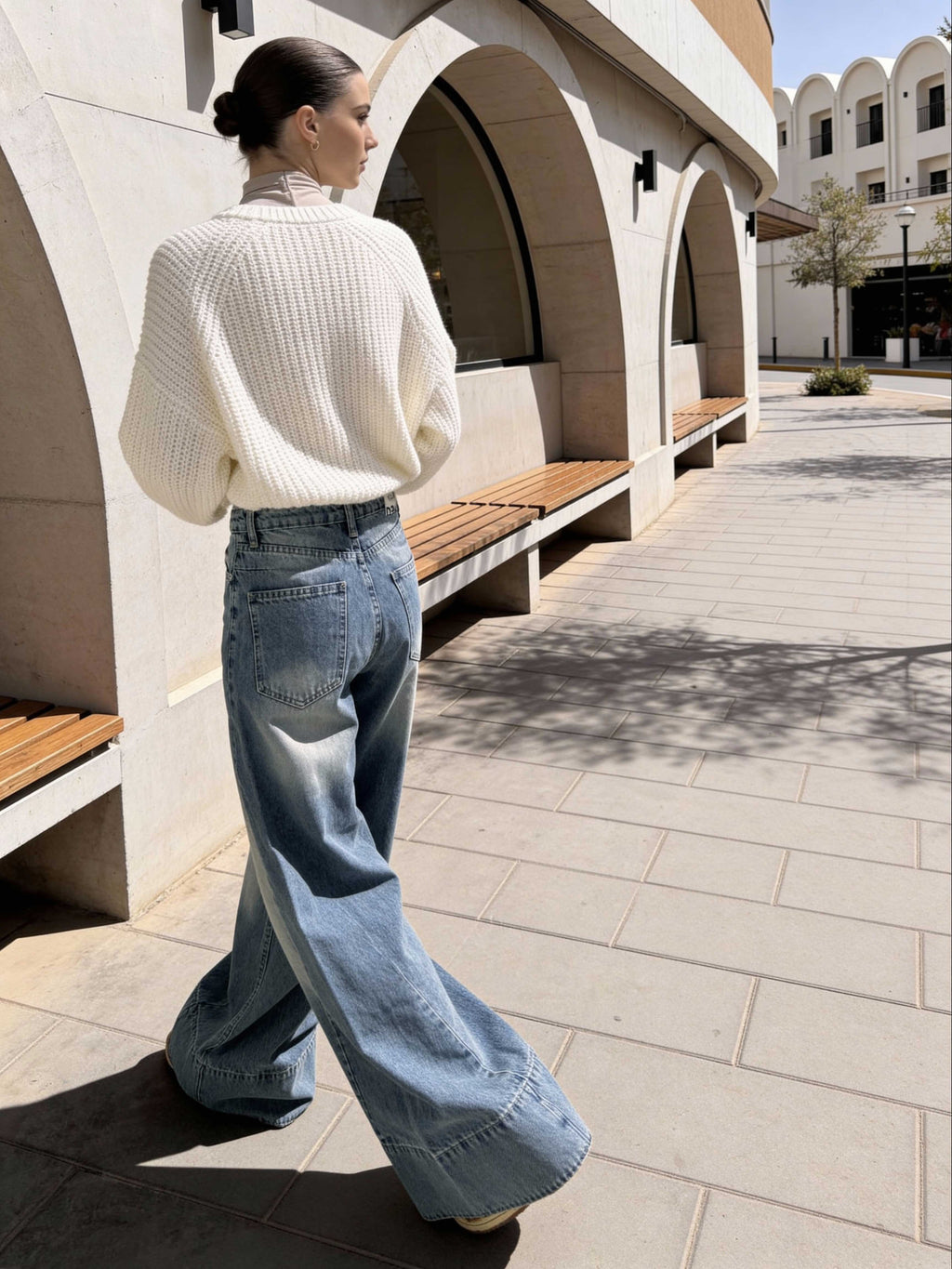Extreme Wide Leg – High-Waist Light Vintage Blue Jeans wide legg CIZARO - Cizaro Jeans