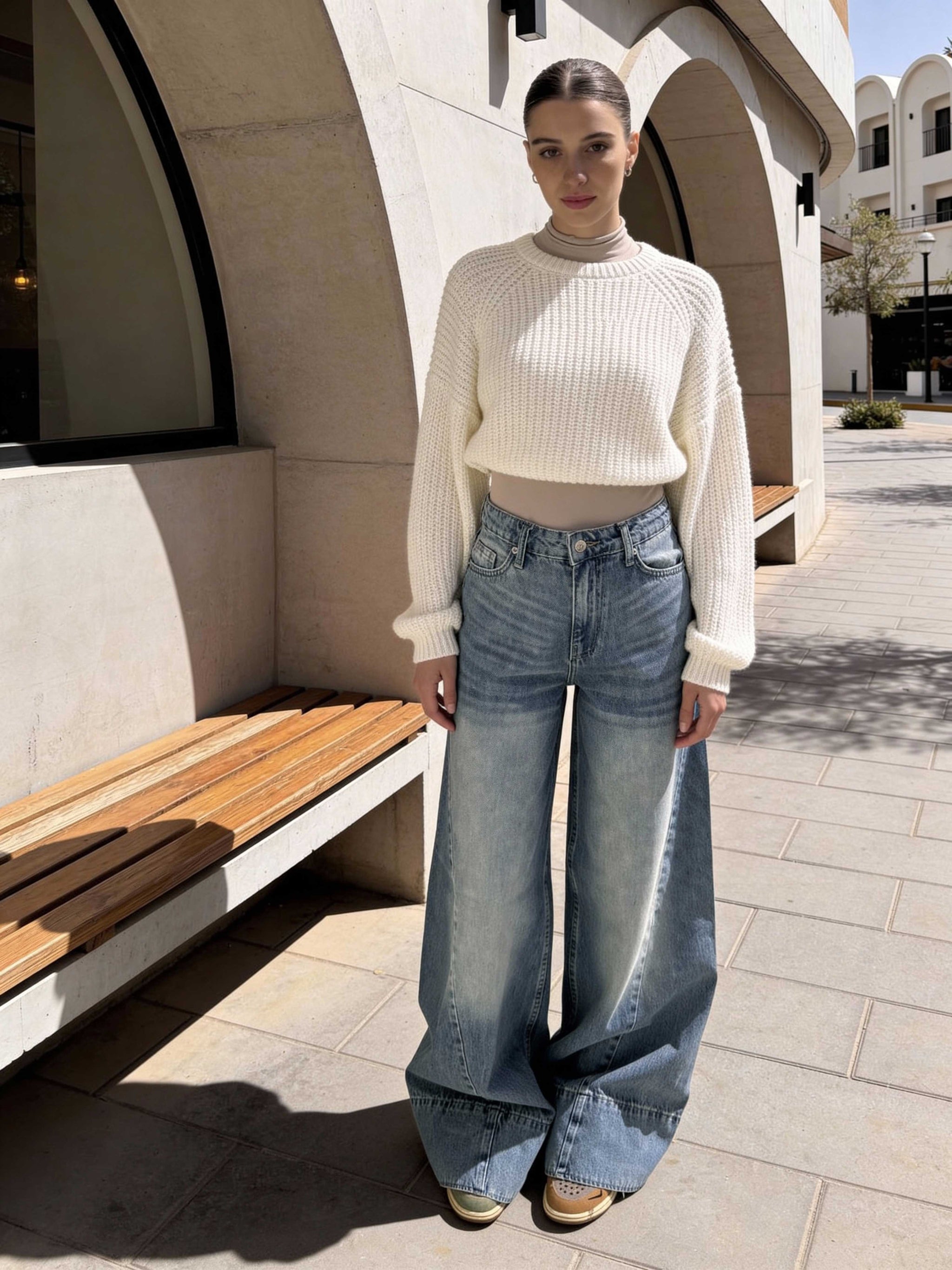 Extreme Wide Leg – High-Waist Light Vintage Blue Jeans wide legg CIZARO - Cizaro Jeans