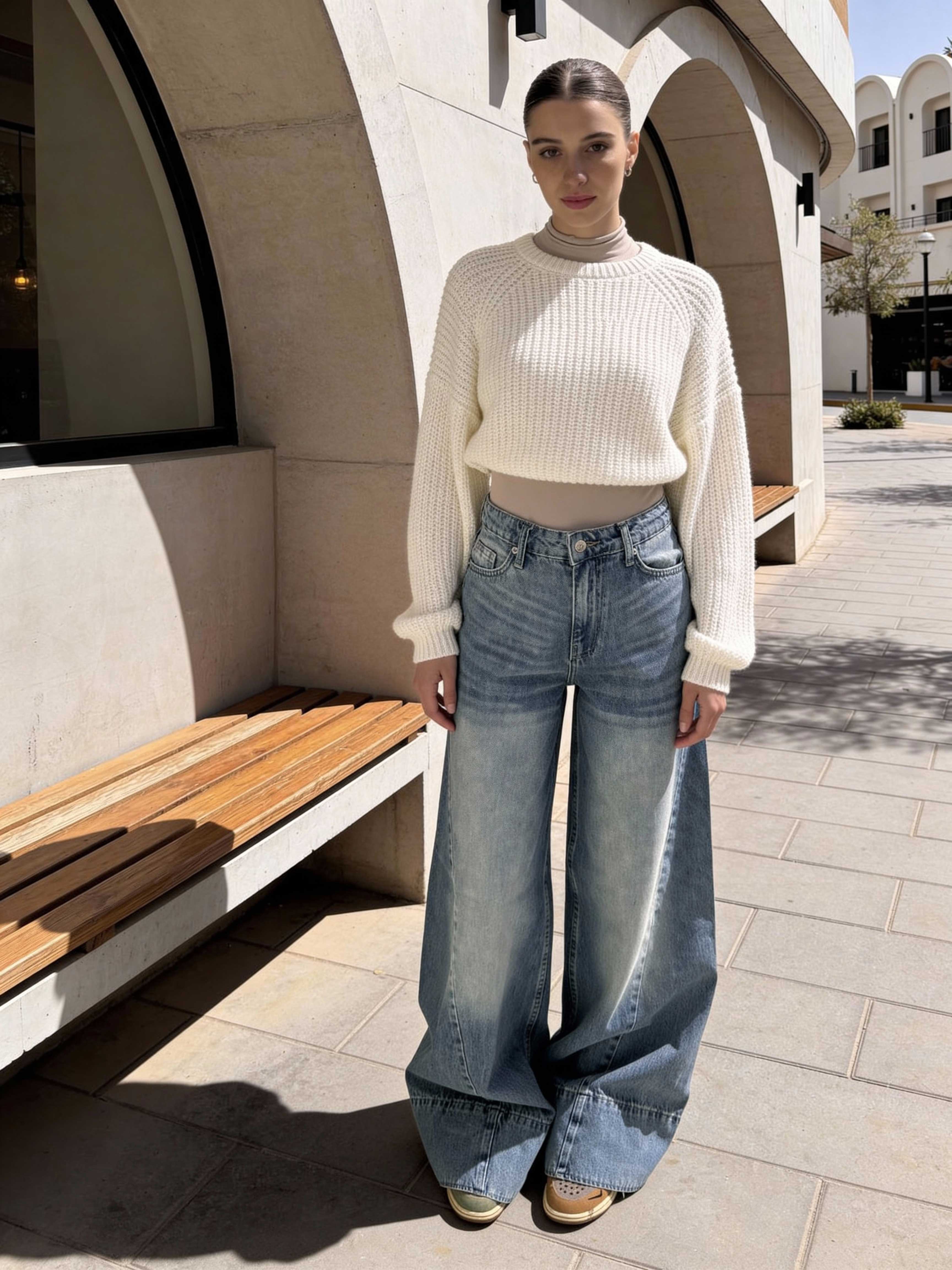 Extreme Wide Leg – High-Waist Light Vintage Blue Jeans wide legg CIZARO - Cizaro Jeans