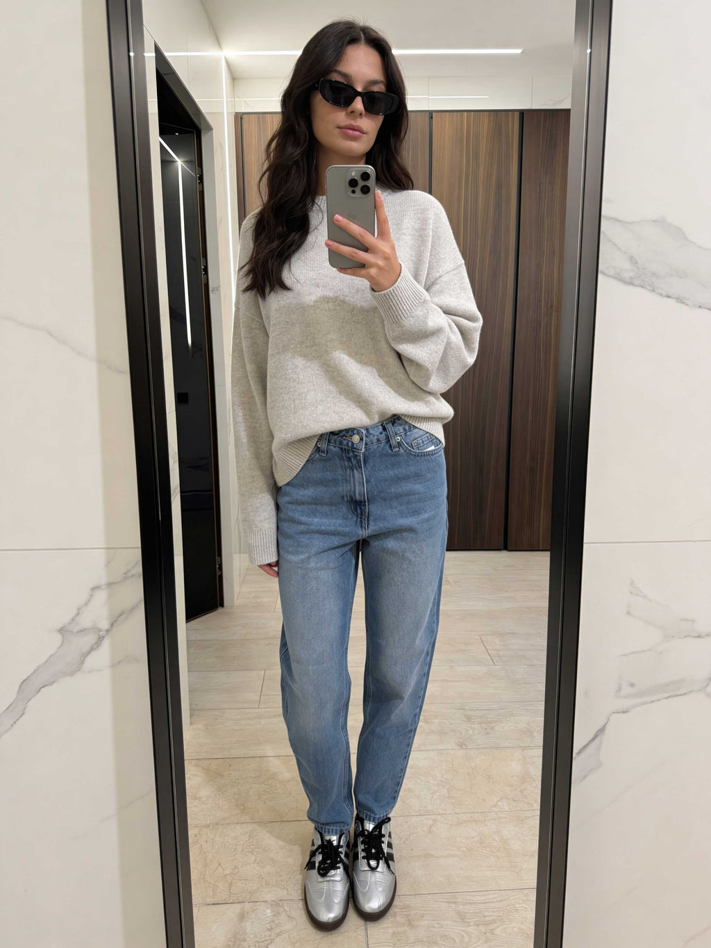 Mom Fit - High-Waist Mid Blue Washed Jeans Mom fit CIZARO - Cizaro Jeans