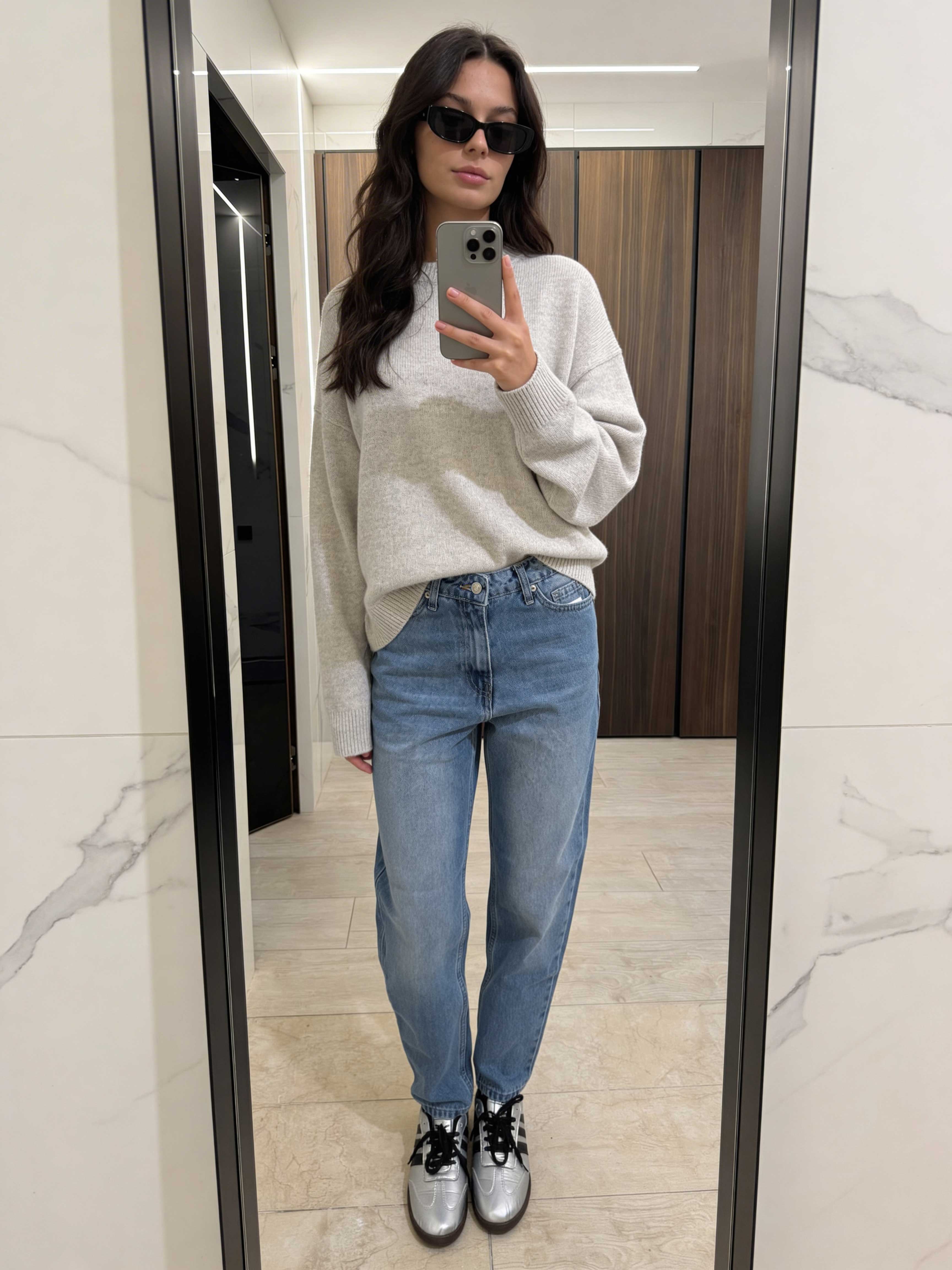 Mom Fit - High-Waist Mid Blue Washed Jeans Mom fit CIZARO - Cizaro Jeans