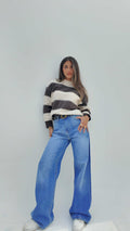 Ultra Comfort Wide-Leg – High-Waist Vibrant Blue Jeans Wide Leg CIZARO - Cizaro Jeans