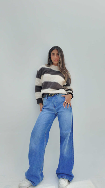 Ultra Comfort Wide-Leg – High-Waist Vibrant Blue Jeans Wide-Leg CIZARO - Cizaro Jeans