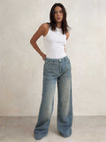 Baggy – High-Waist Flex Waist Light Vintage Green Jeans Baggy - Flex Waist CIZARO - Cizaro Jeans