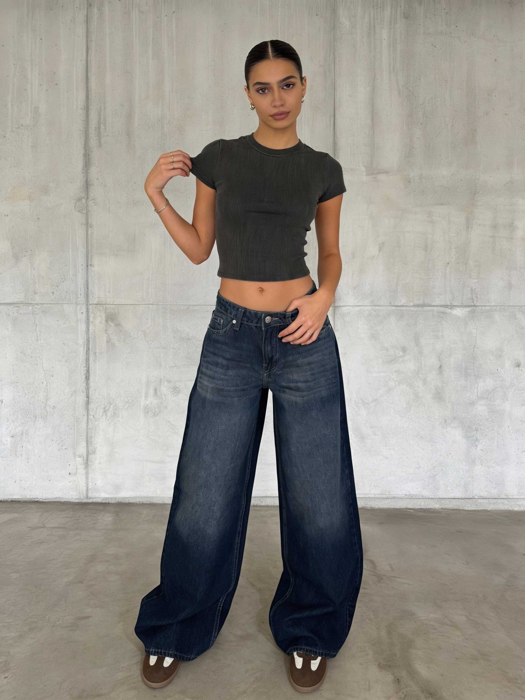 Super Baggy – Mid-Rise Deep Vintage Blue Jeans baggy CIZARO - Cizaro Jeans