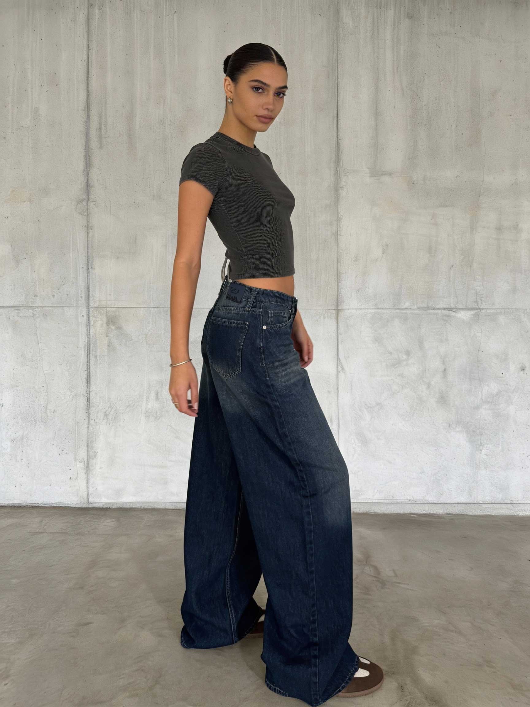 Super Baggy – Mid-Rise Deep Vintage Blue Jeans baggy CIZARO - Cizaro Jeans