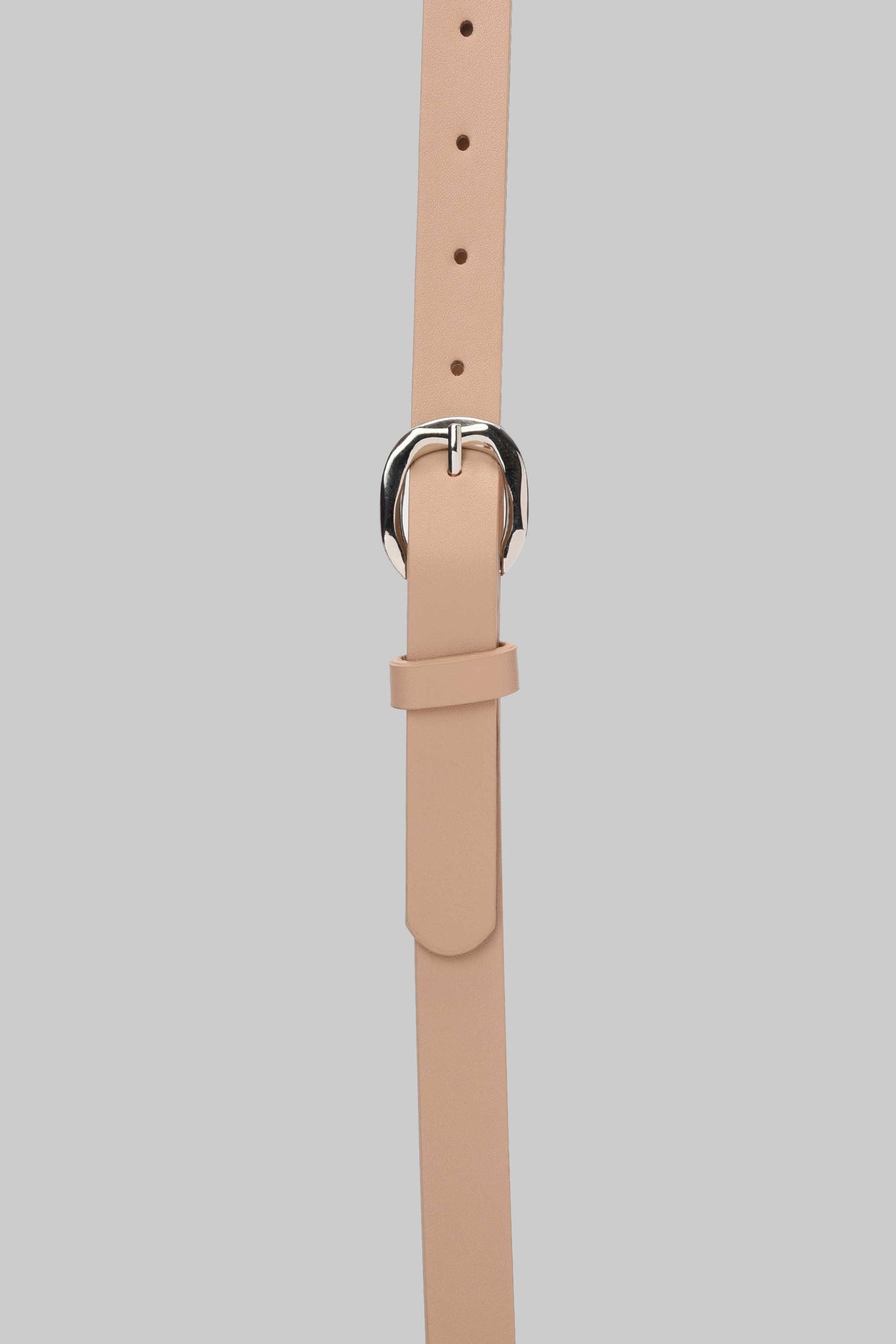Beige Rounded Silver Buckle belt CIZARO - Cizaro Jeans