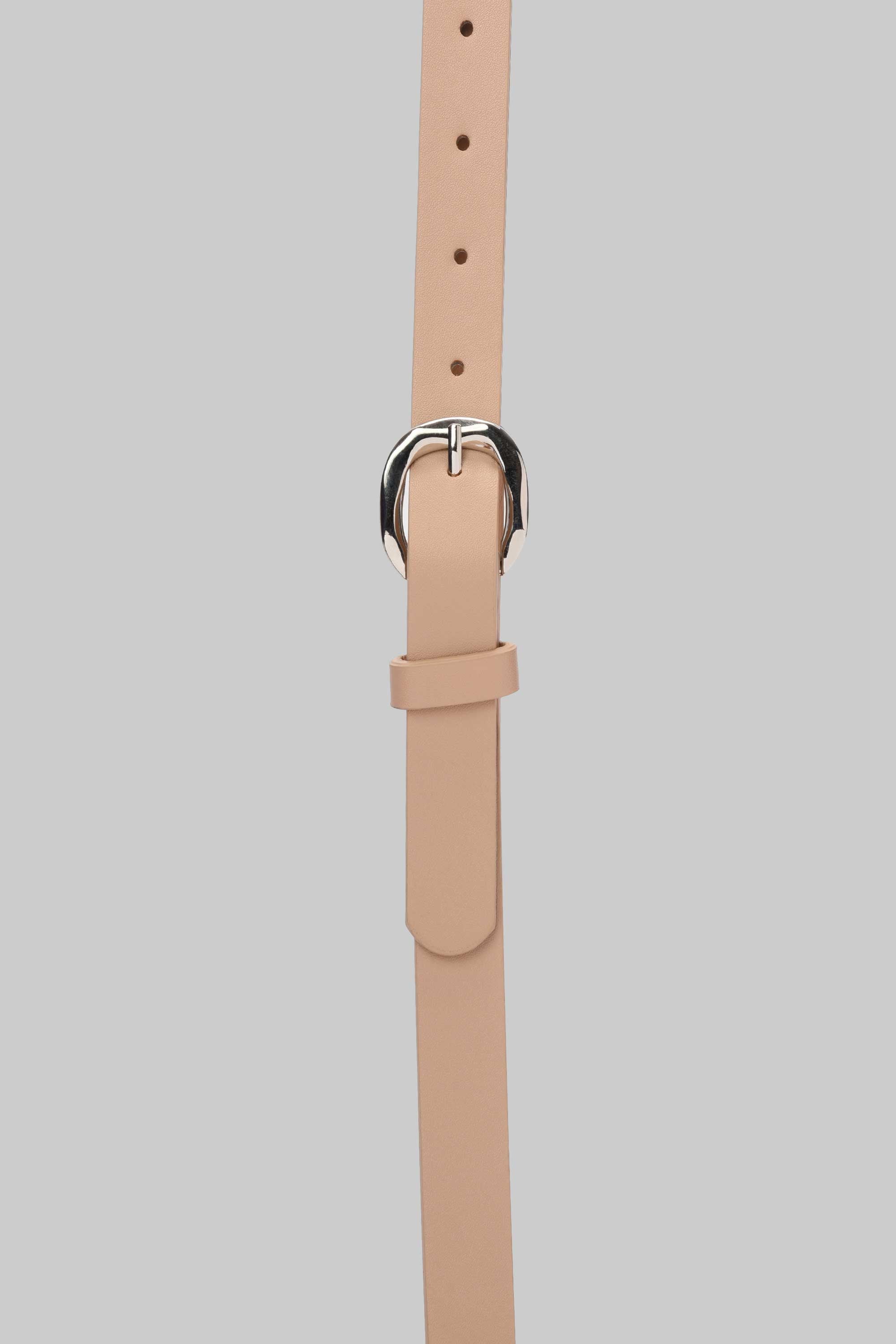 Beige Rounded Silver Buckle