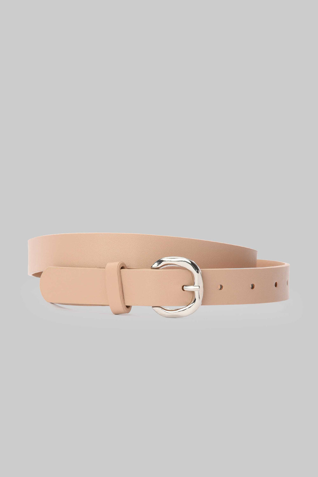 Beige Rounded Silver Buckle