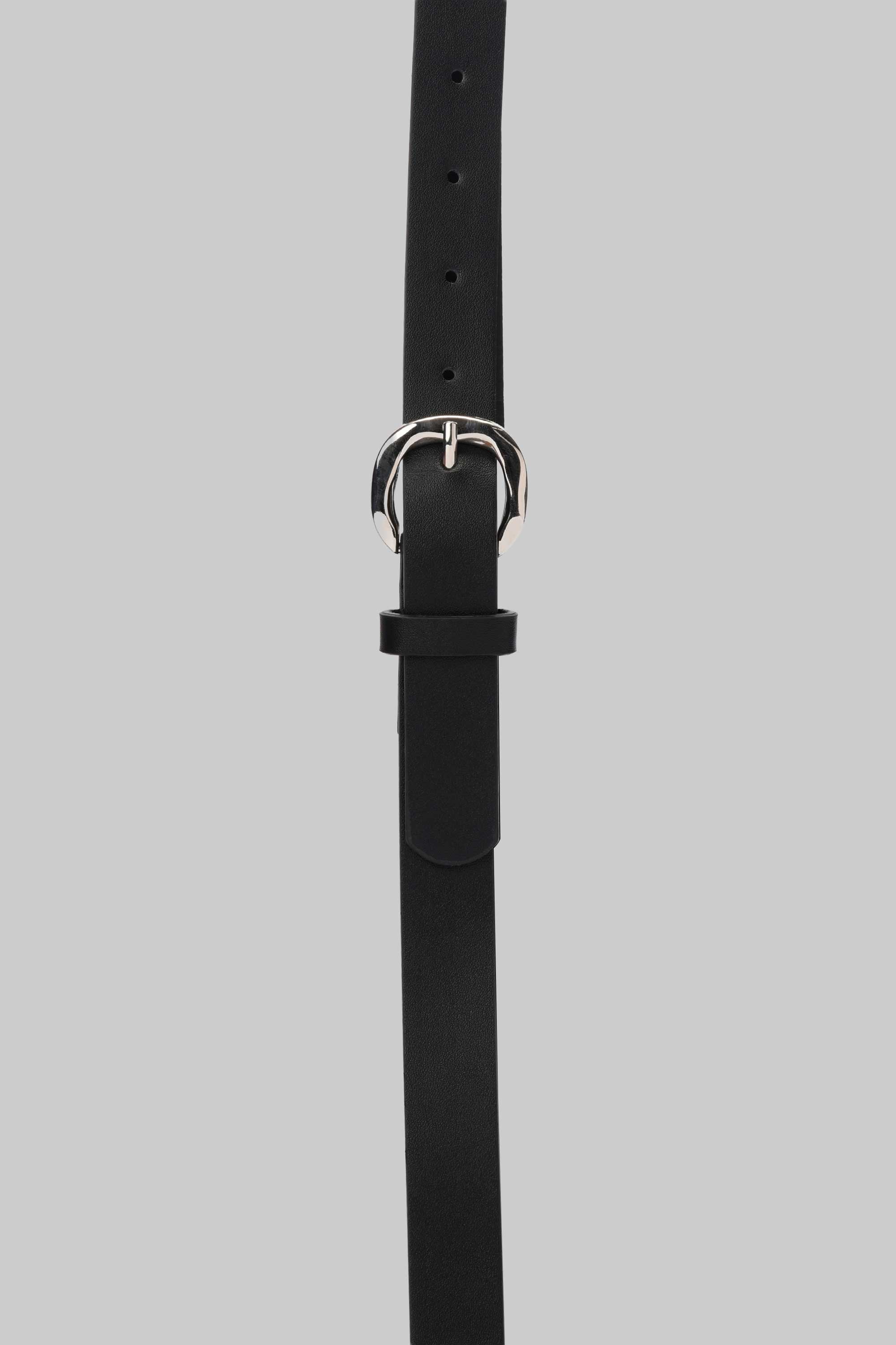 Black Rounded Silver Buckle