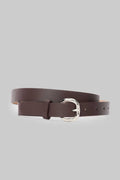 Dark Brown Rounded Silver Buckle belt CIZARO - Cizaro Jeans