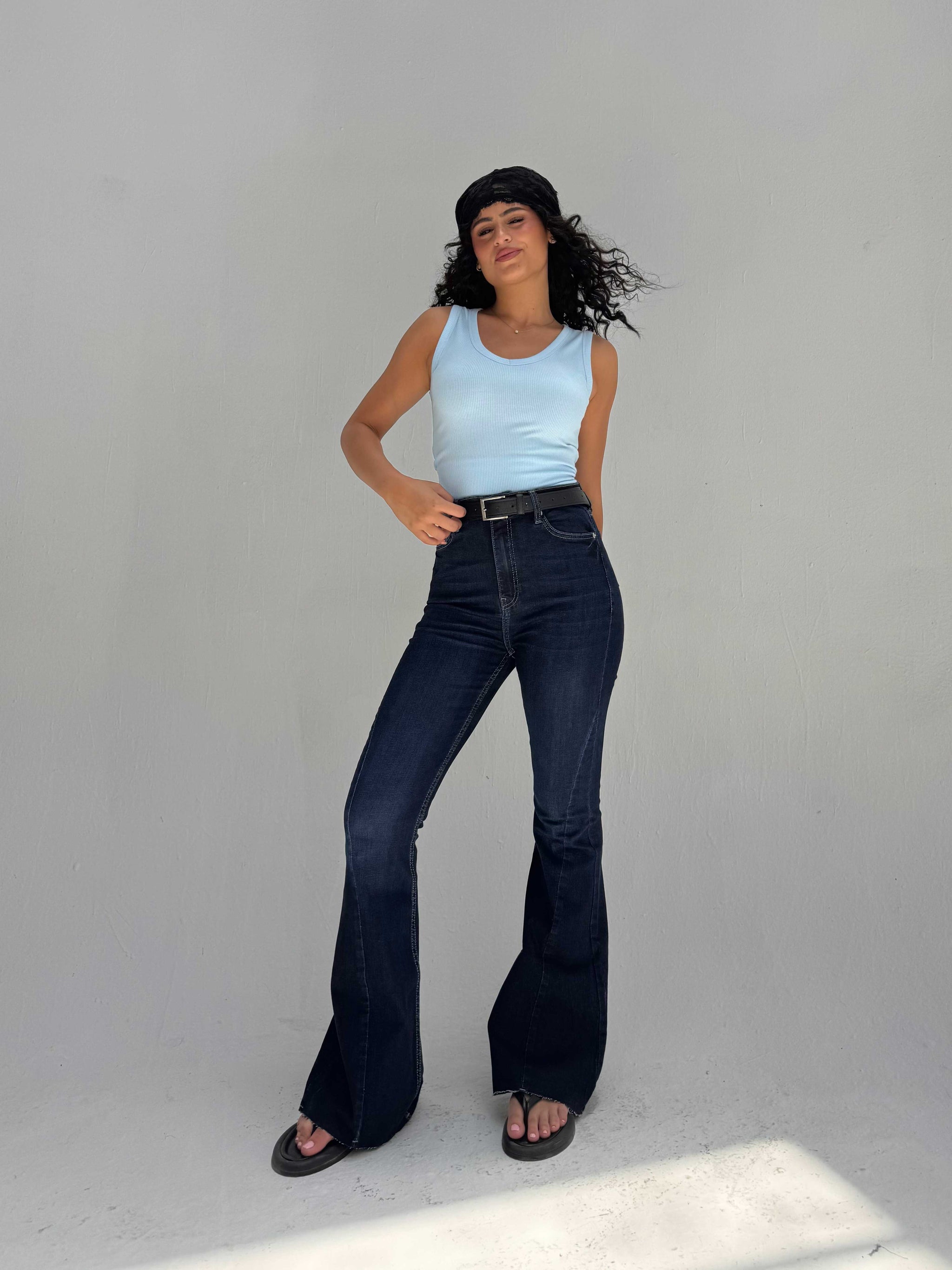 Super Flare High Waist – Ocean Blue Jeans Flare CIZARO - Cizaro Jeans