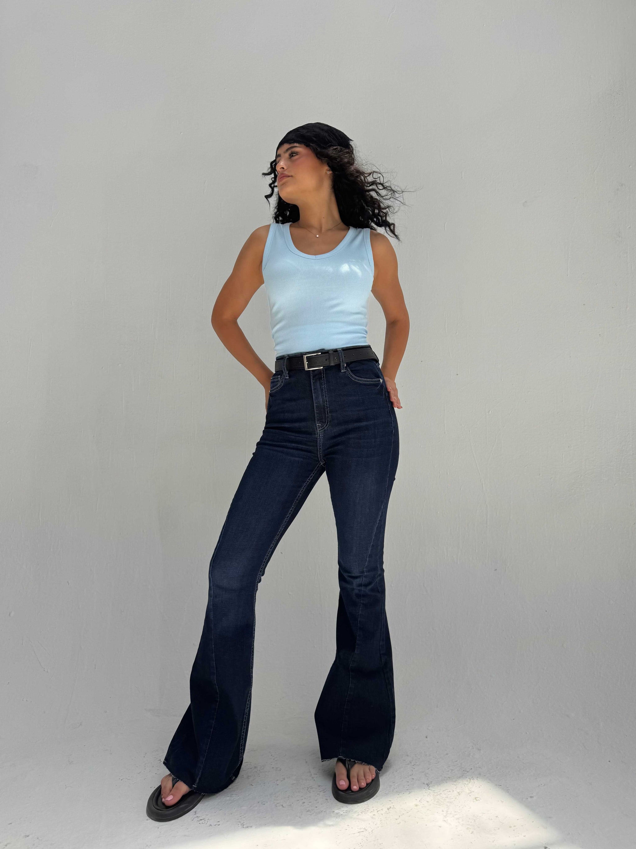 Super Flare High Waist – Ocean Blue Jeans Flare CIZARO - Cizaro Jeans