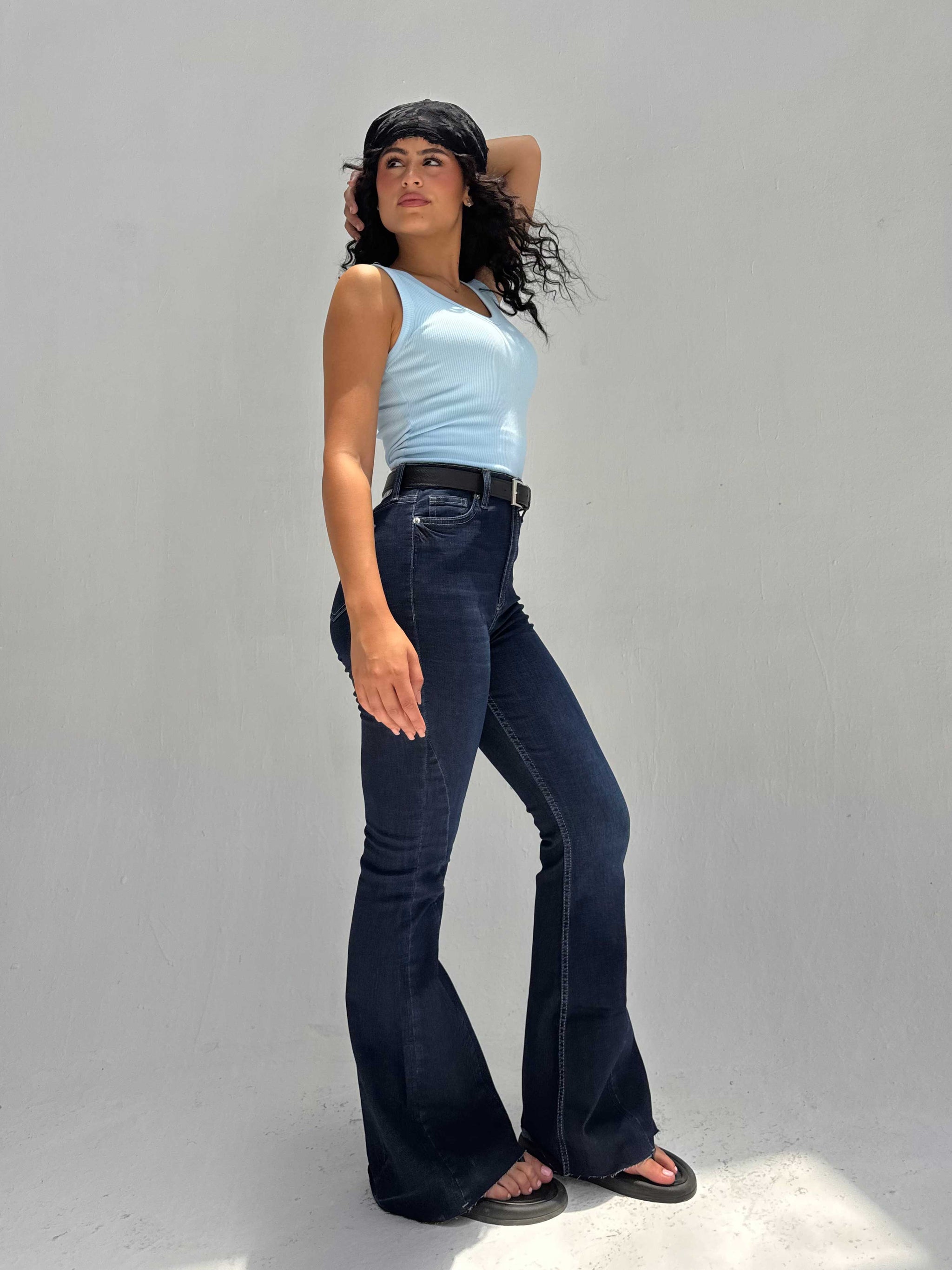 Super Flare High Waist – Ocean Blue Jeans Flare CIZARO - Cizaro Jeans