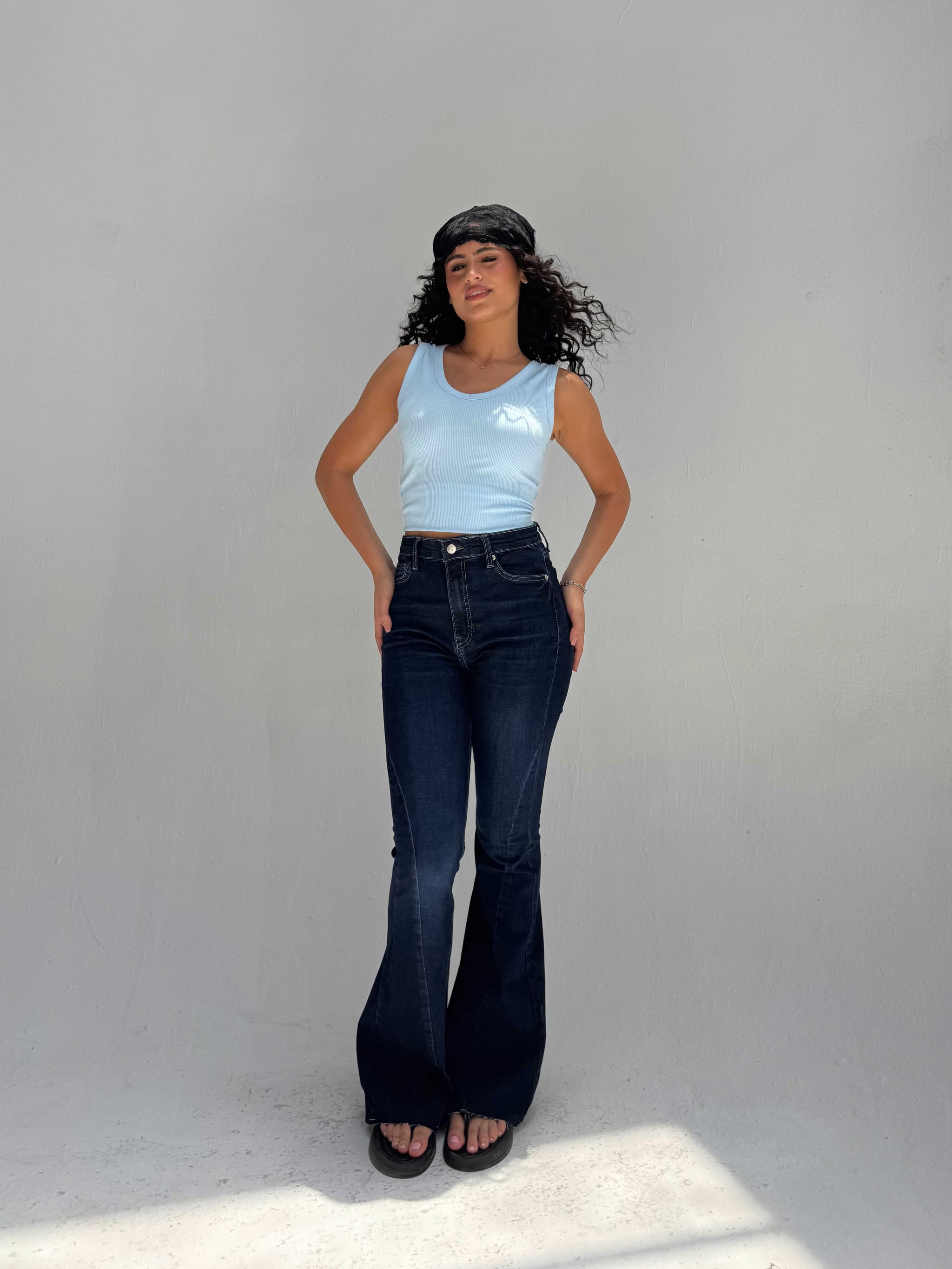 Super Flare High Waist – Ocean Blue Jeans Flare CIZARO - Cizaro Jeans