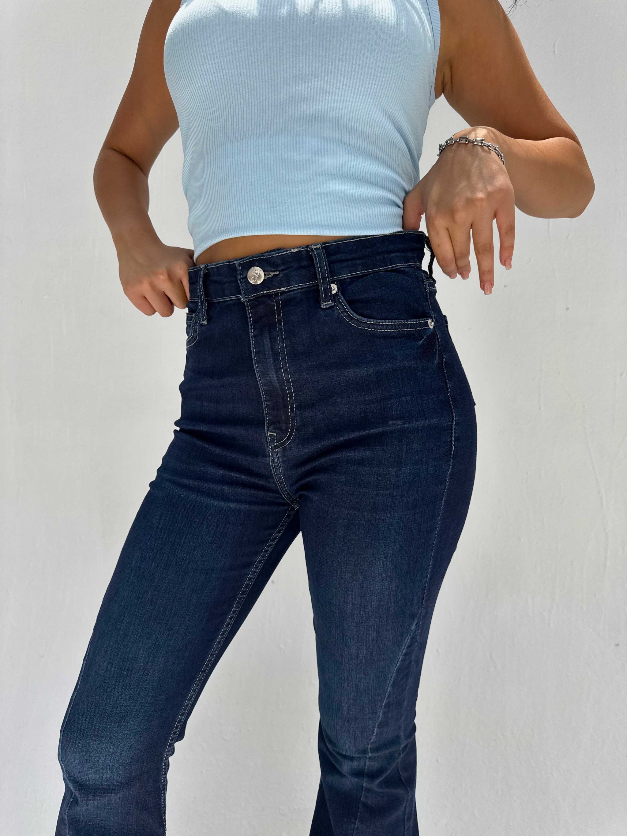 Super Flare High Waist – Ocean Blue Jeans Flare CIZARO - Cizaro Jeans