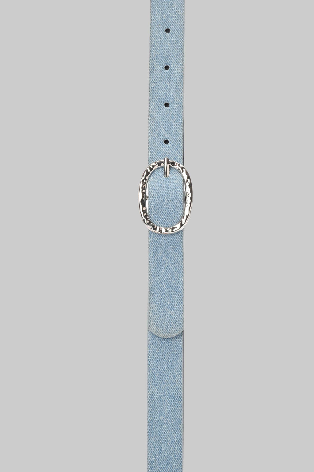Ice Denim Textured Oval Silver Buckle