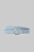Ice Denim Textured Oval Silver Buckle