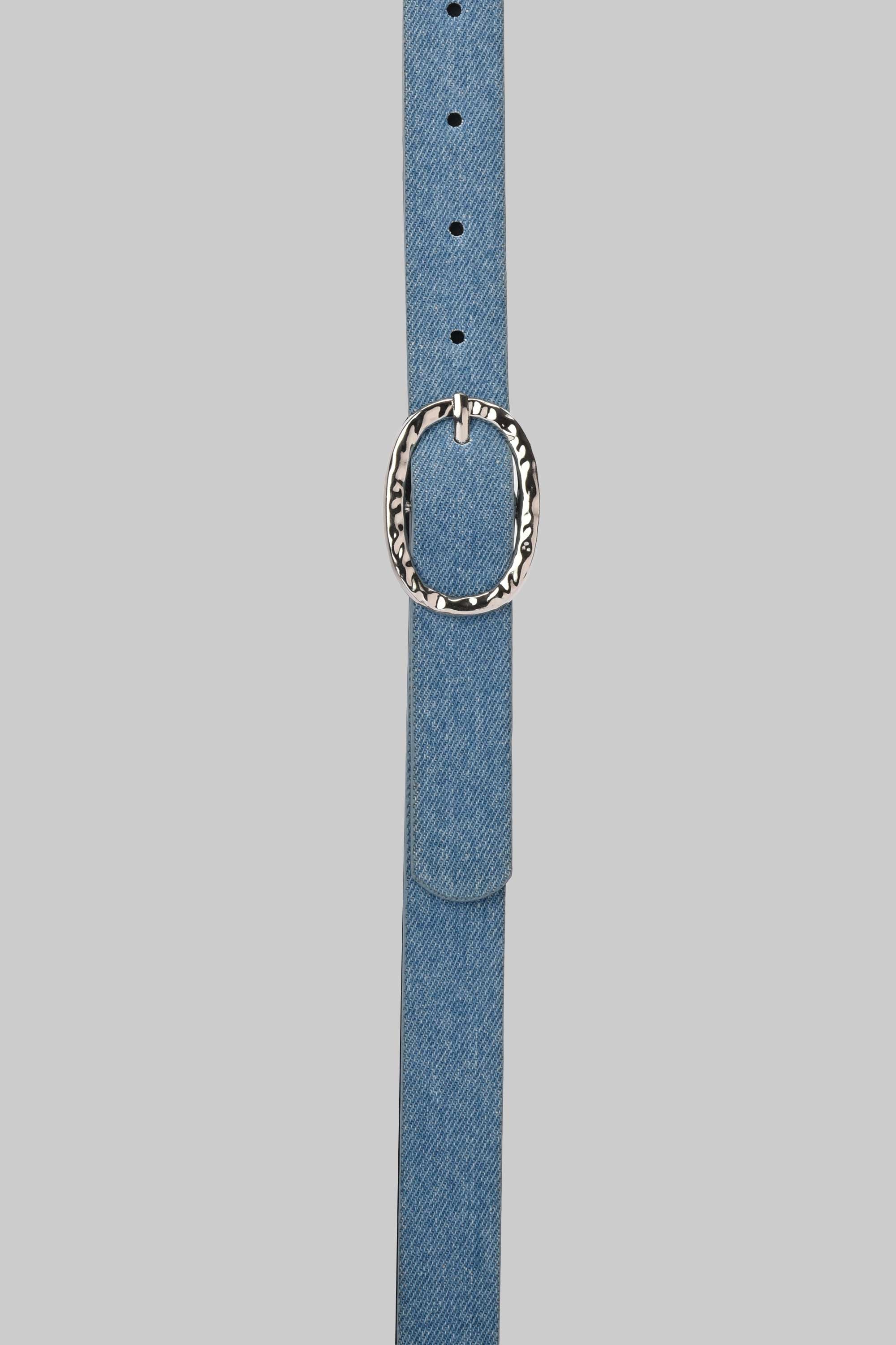 Vintage Denim Textured Oval Silver Buckle