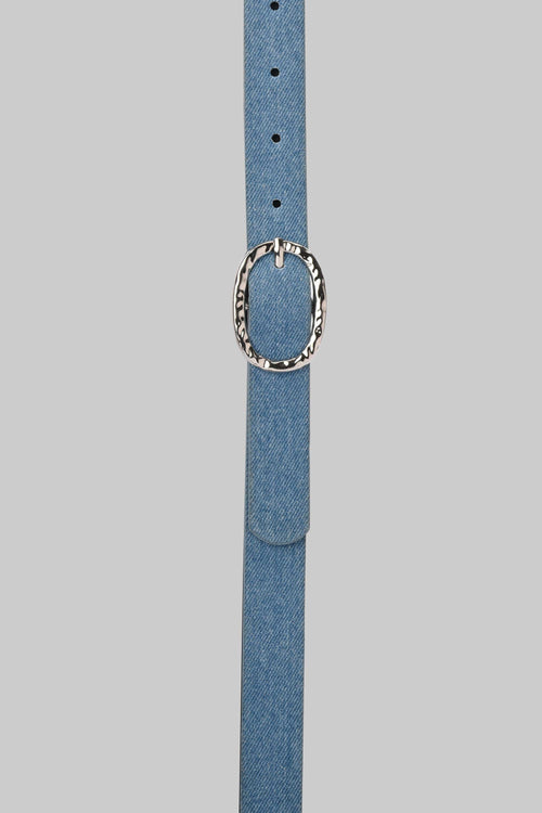 Vintage Denim Textured Oval Silver Buckle