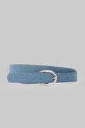 Vintage Denim Textured Oval Silver Buckle