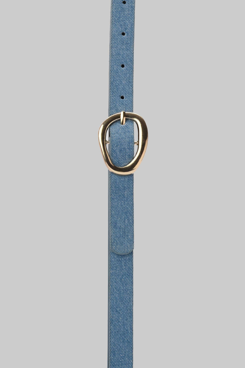 Light Denim Oval Gold Buckle
