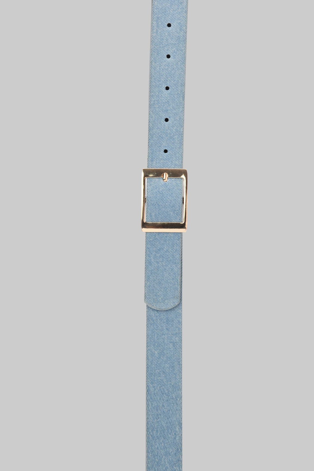 Ice Denim Textured Square Gold Buckle