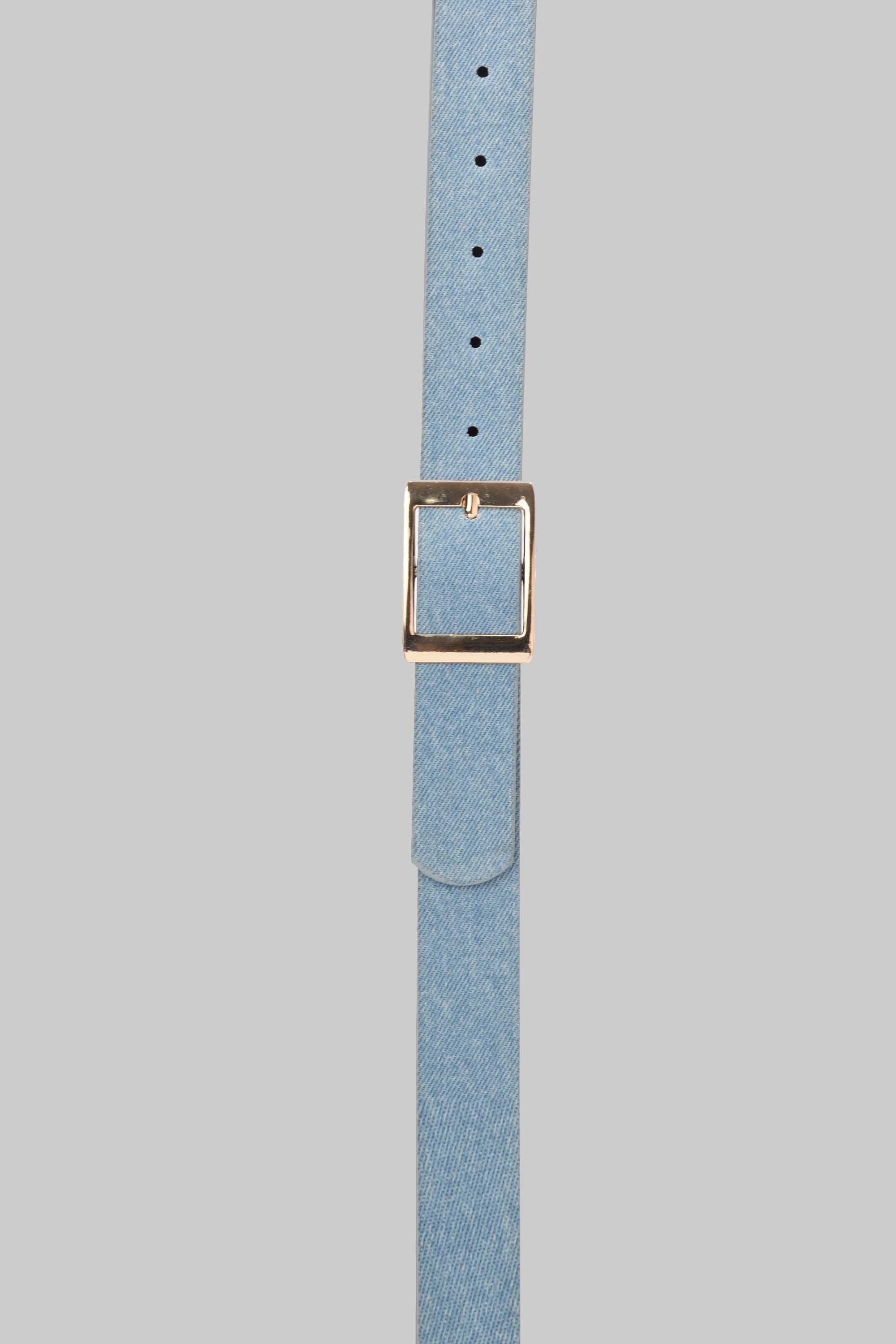 Ice Denim Textured Square Gold Buckle