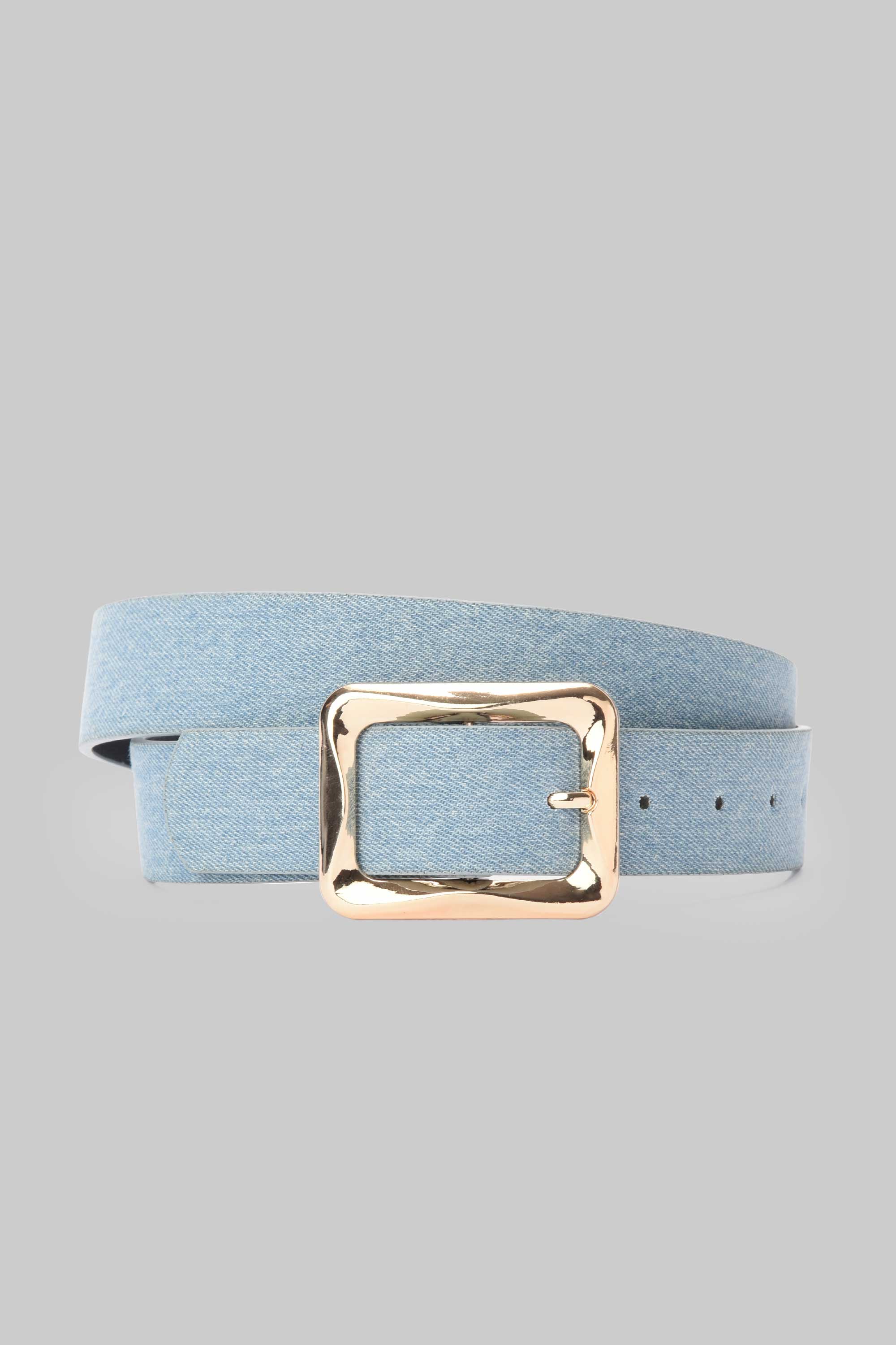 Ice Denim Textured Square Gold Buckle