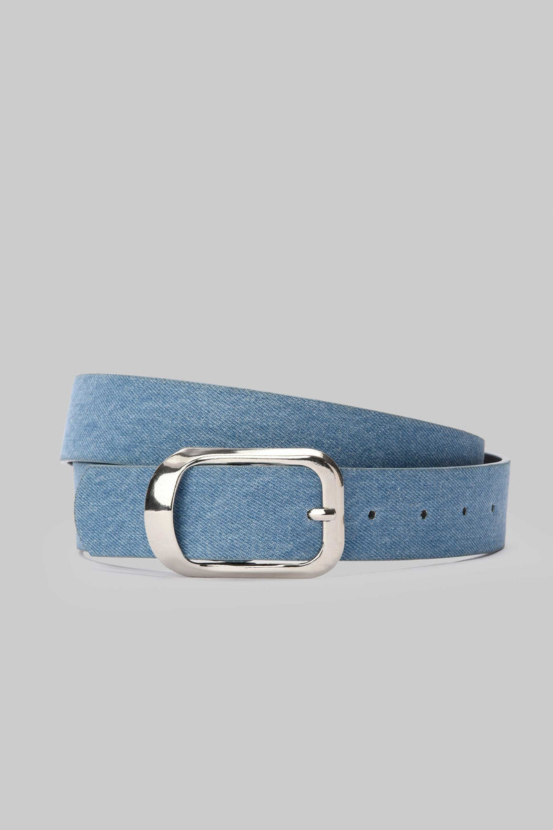 Sky Denim Rounded Silver Buckle belt CIZARO - Cizaro Jeans